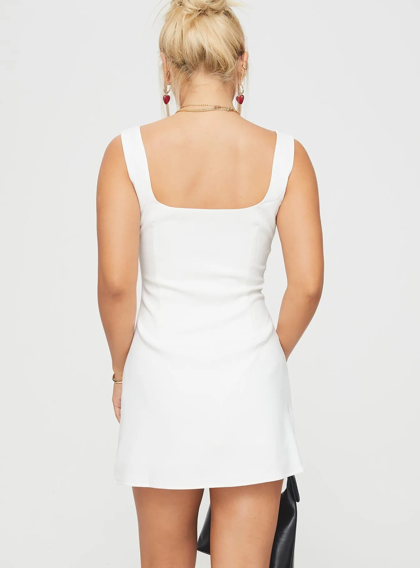 Zamie Mini Dress White Modest Coverage Cut