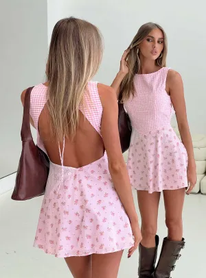 Kandie Patchwork Mini Dress Pink Multi Chic Design
