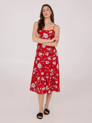 Printed Spaghetti Strap Midi Dress Italian Flair