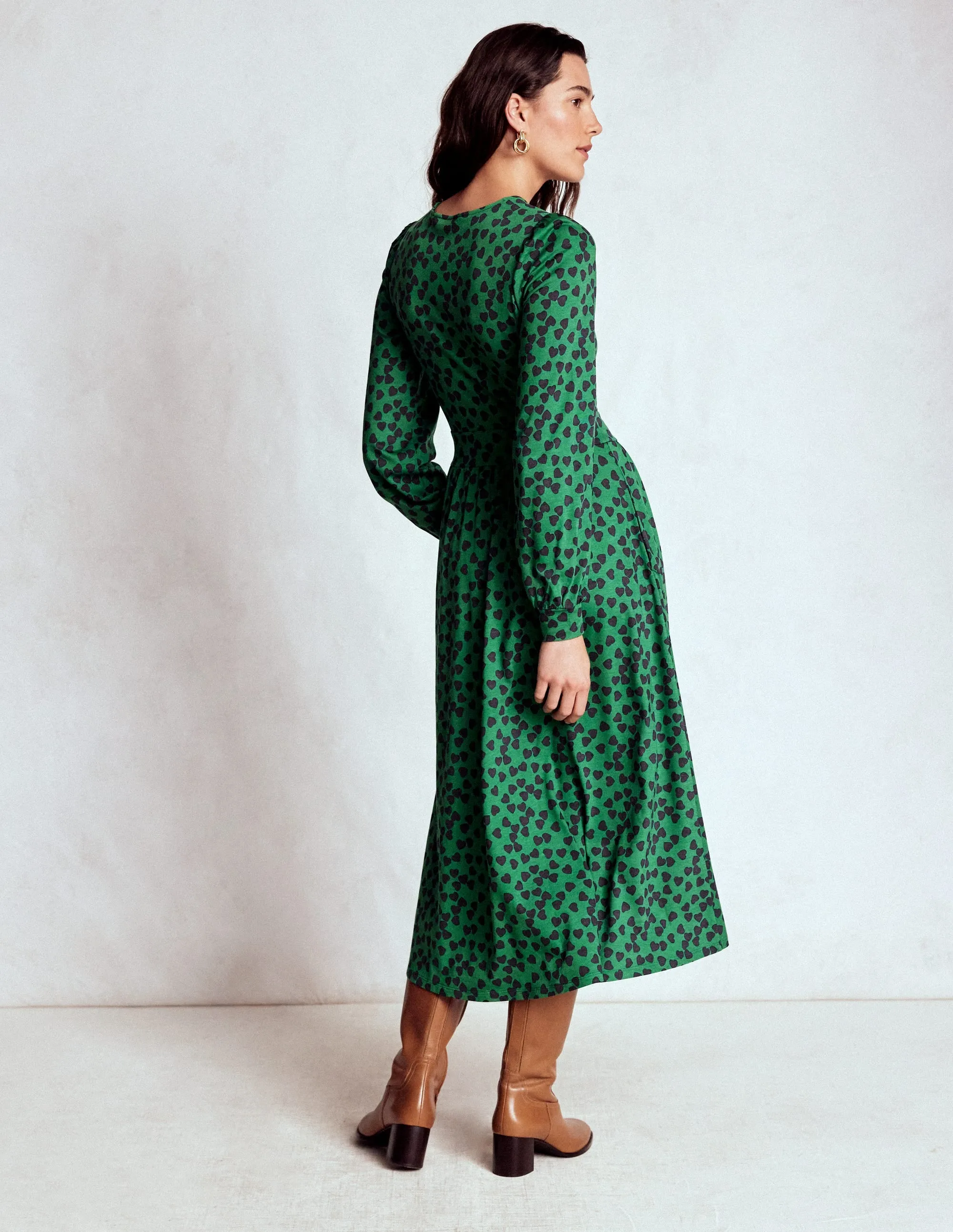Lightweight and breezy gown Alexandra Jersey Midi Dress-French Navy, Heart Cascade