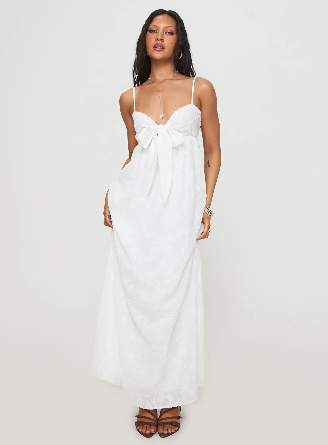 Autumn Tone Light and airy dress Granno Maxi Dress White