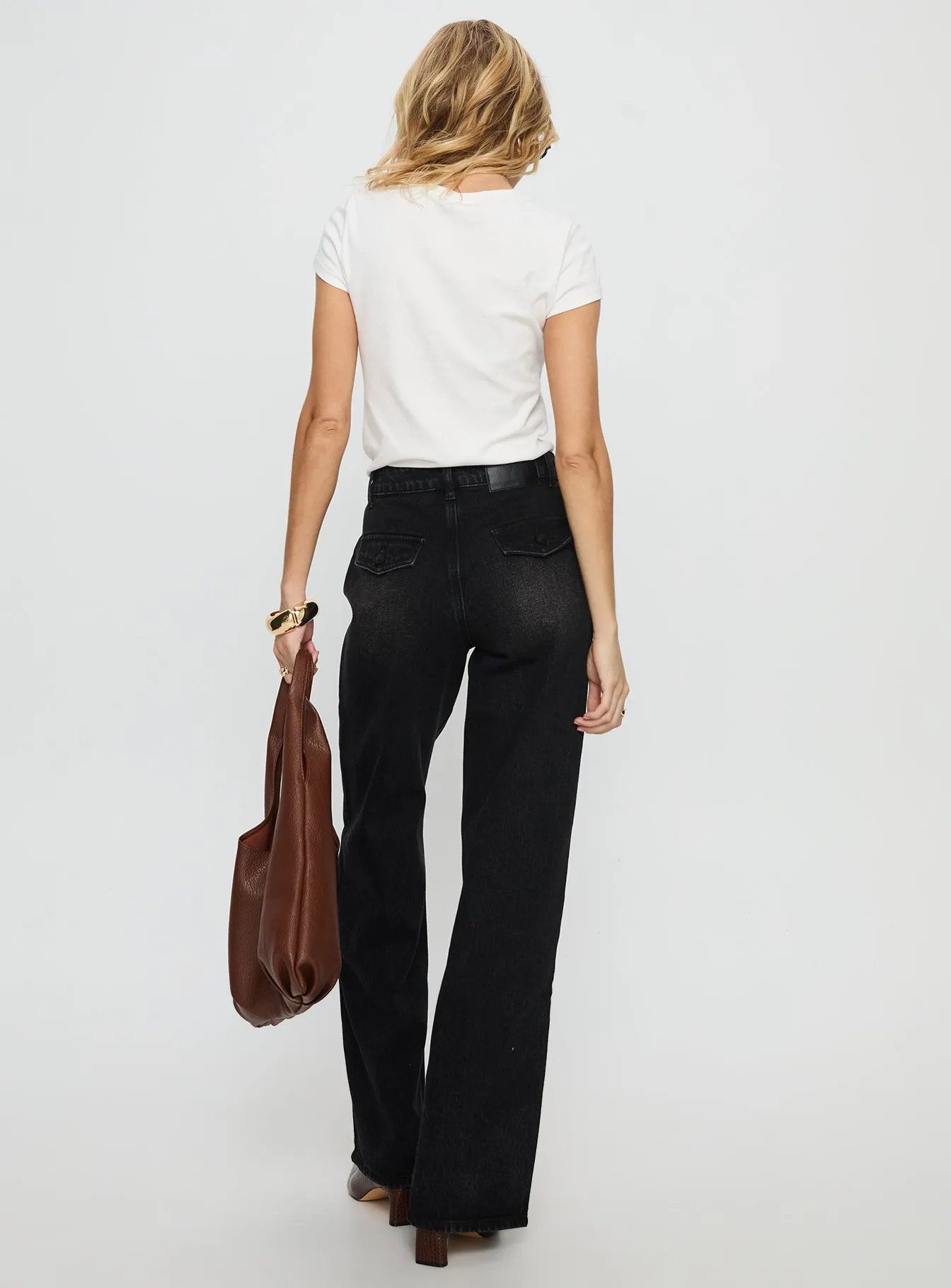 Day To Night Carianne Low Rise Wide Leg Jeans Washed Black