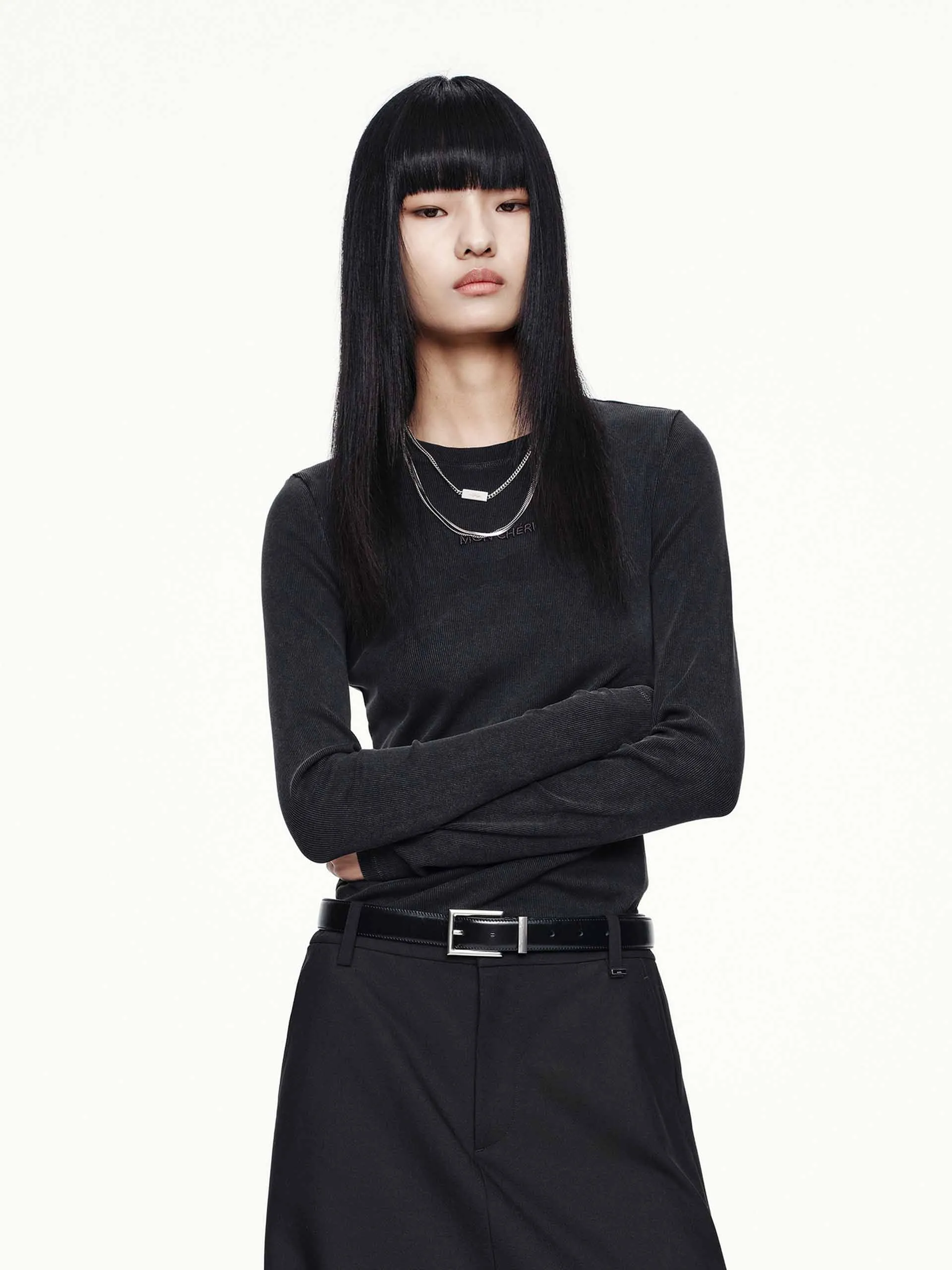 Breathable mesh lining Fitted Long Sleeves T-shirt