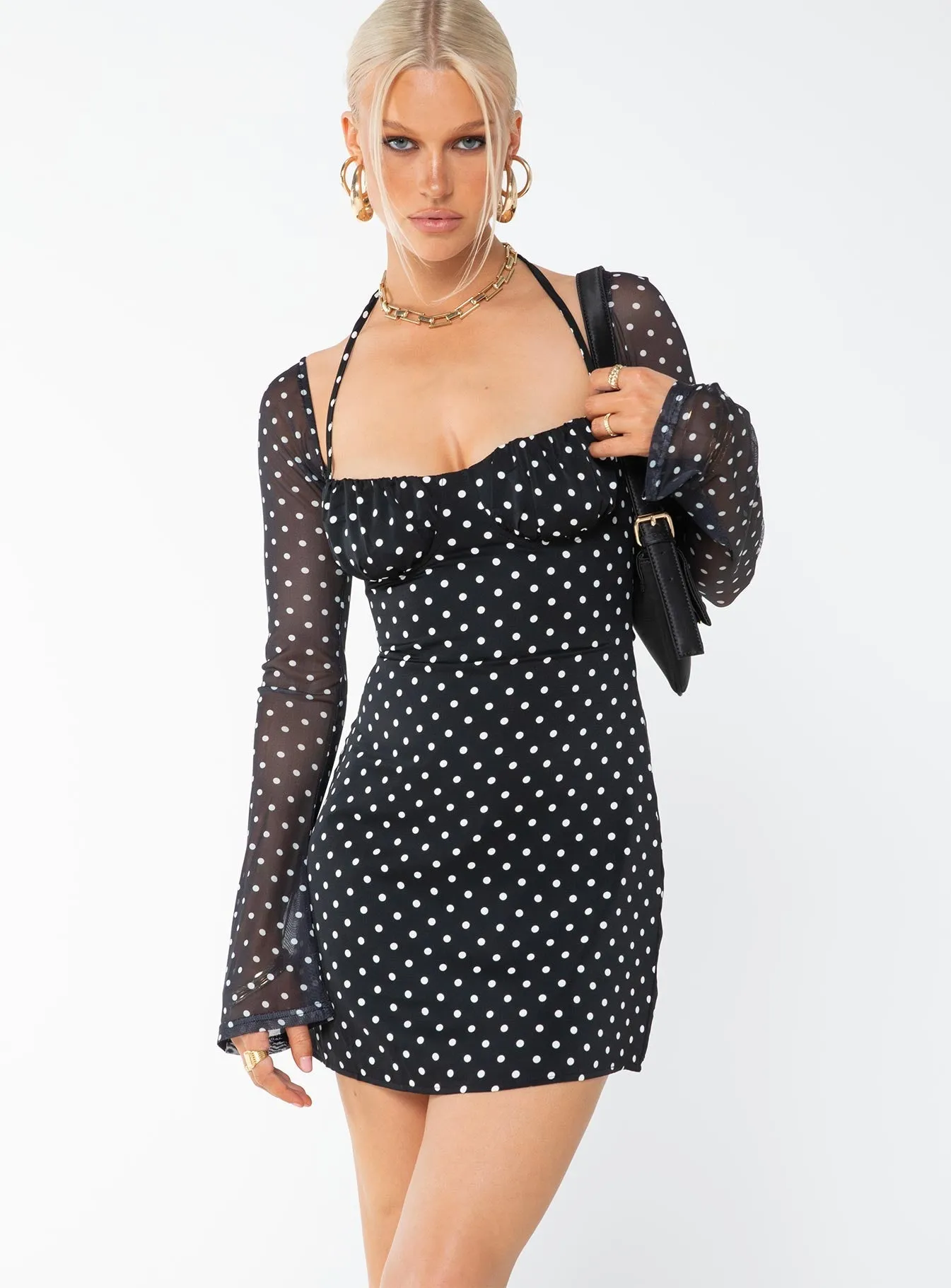Dyer Mini Dress Black / Polka Dot Party Beat