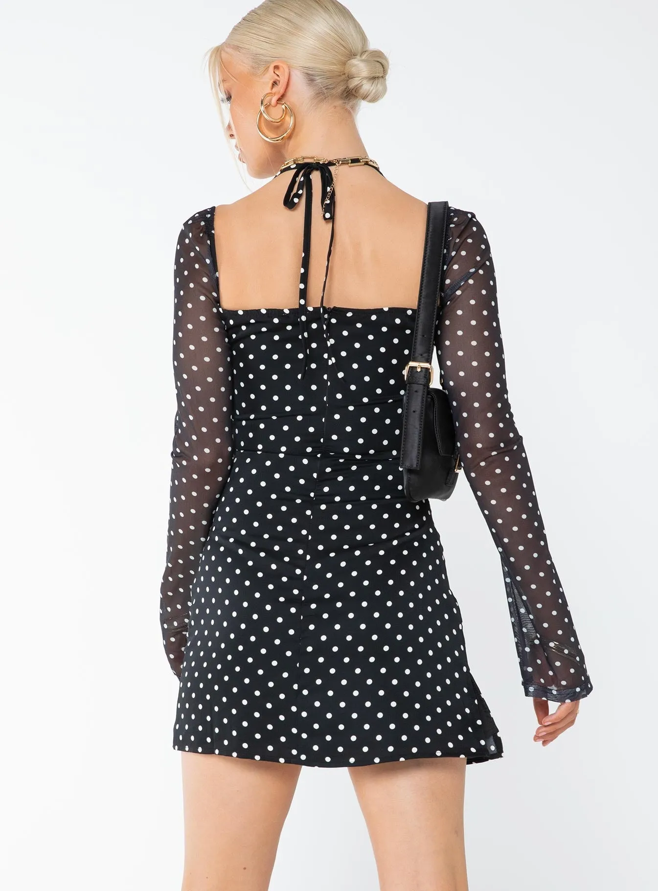 Dyer Mini Dress Black / Polka Dot Relaxed Chic Look
