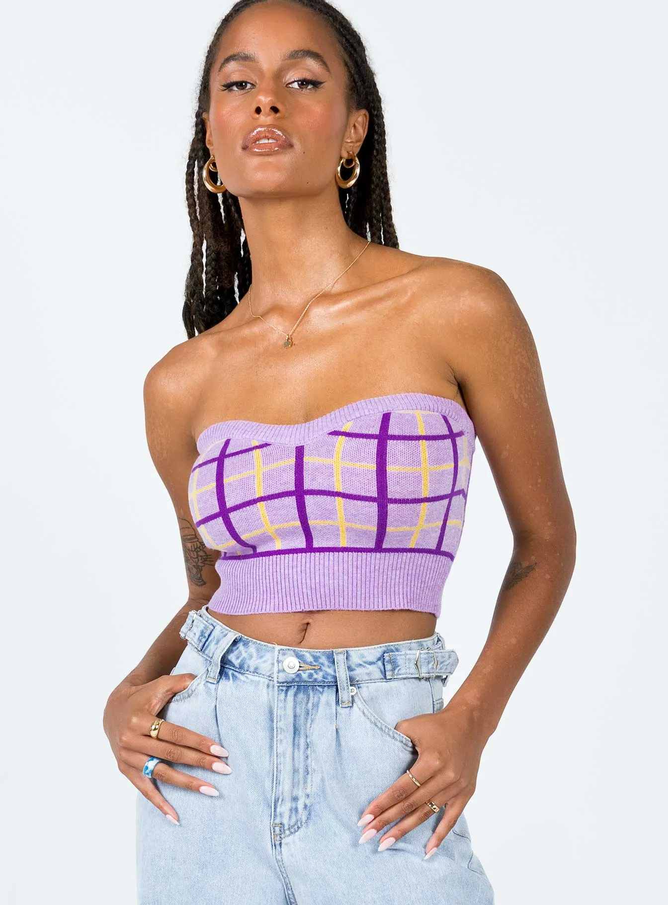 Pearce Strapless Top Lilac Trendy Shirt