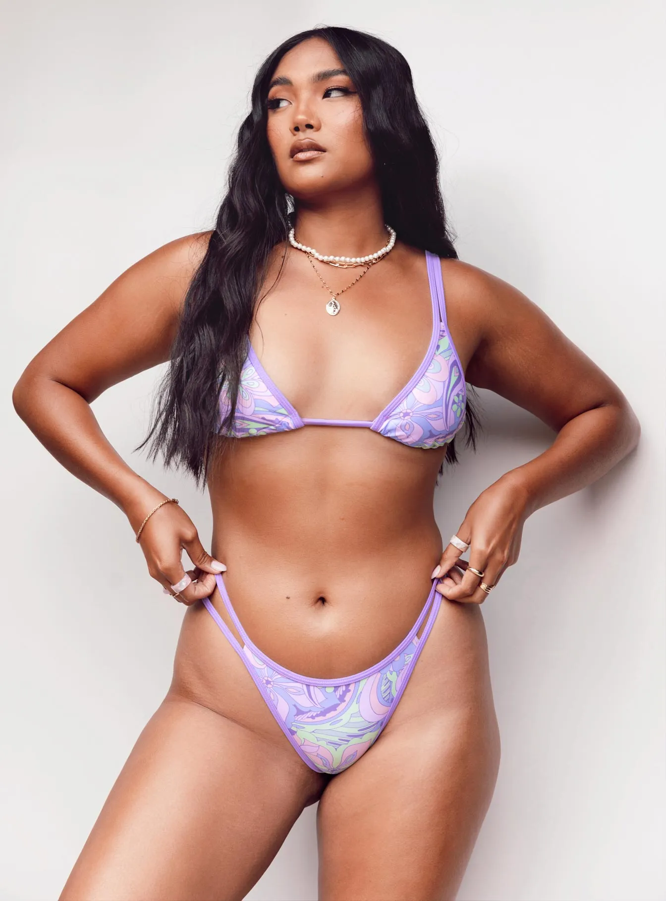 Hailey Bikini Top Purple Multi Anti Fade Technology