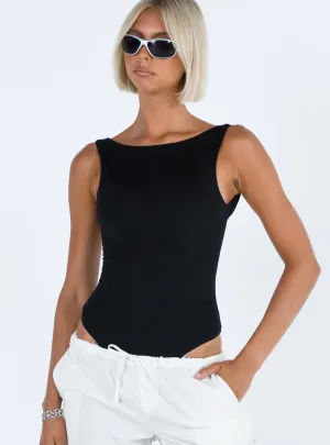 Simple Chic Coomba Backless Bodysuit Black