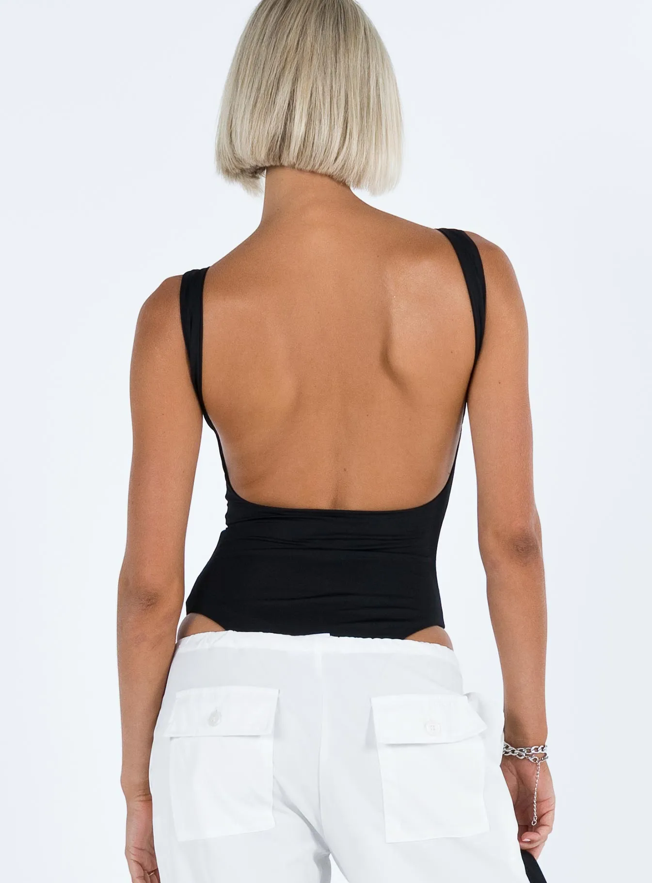 Coomba Backless Bodysuit Black Gym Minimal