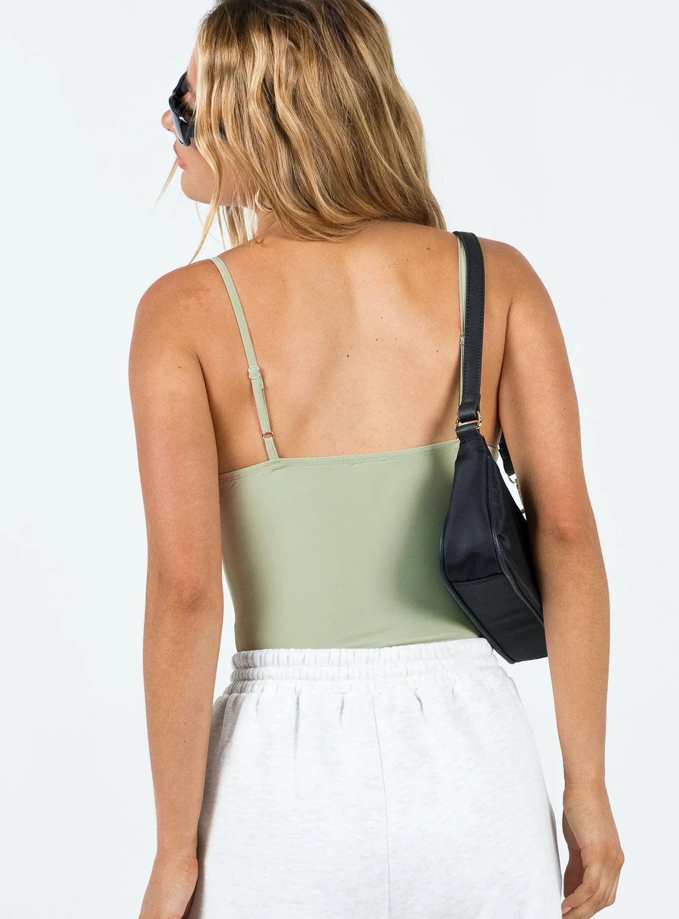 Linden Bodysuit Khaki Gym Minimal Trendy Shopping