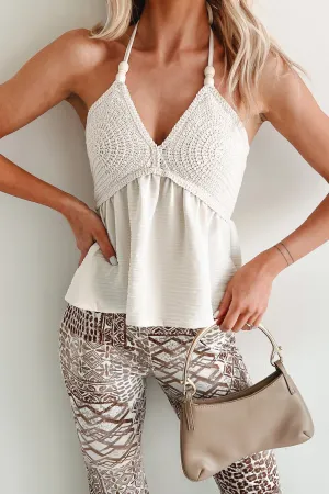 Versatile Style Sweet & Stylish Crochet Halter Top (Ivory)