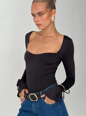 Fine Neutral Warrander Long Sleeve Bodysuit Black
