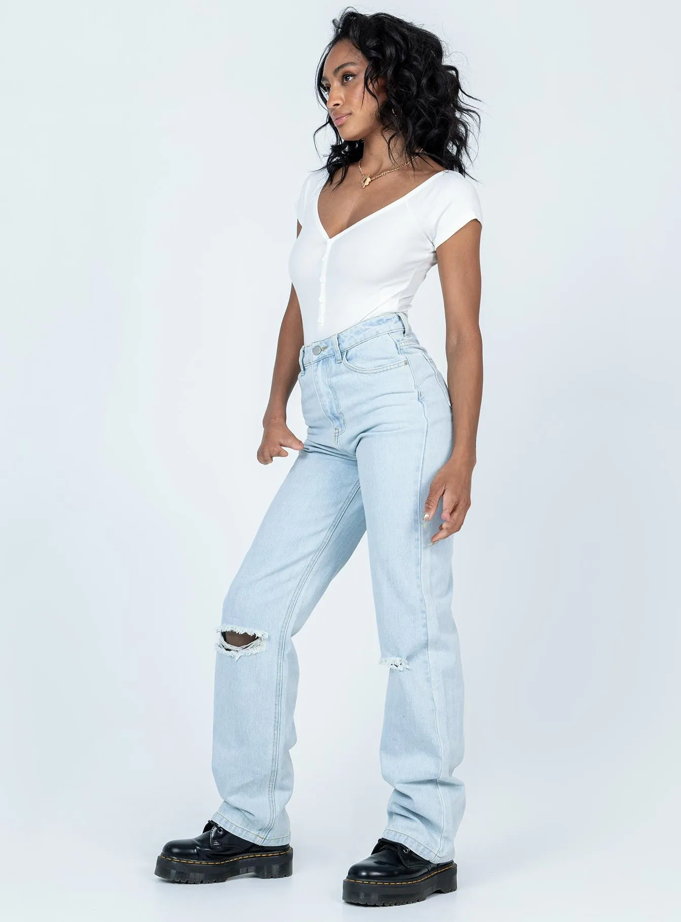 Bertie High Rise Wide Leg Jean fade resistant color Textured Yarn Blends