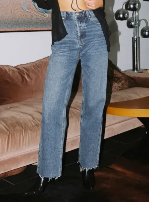 High Waist Unisex Wear Artist Vibe Fawcett Jeans Dark Wash Denim Tall