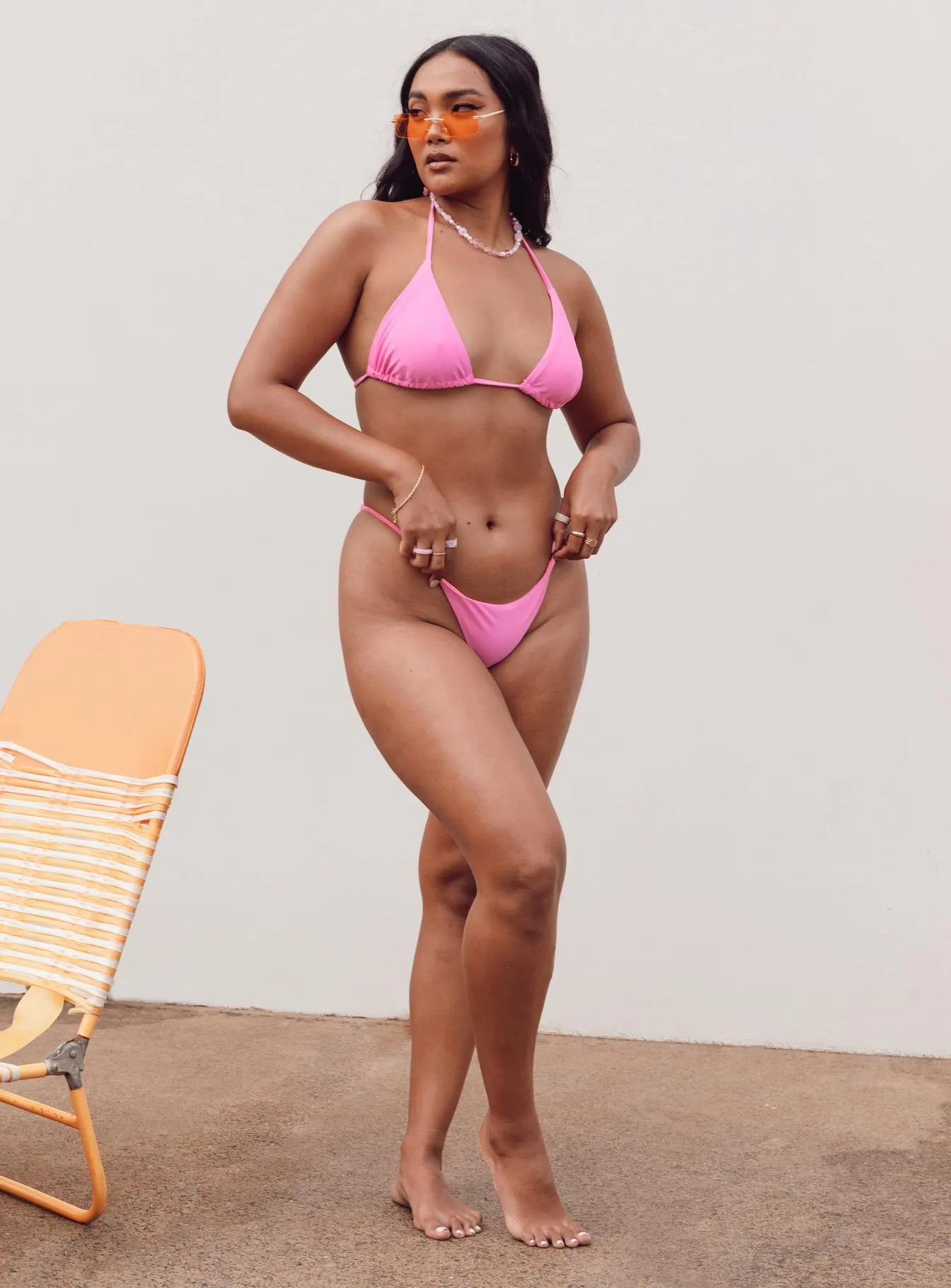 Chloe Bikini Bottoms Pink Wrinkle Resistant Material Lightweight Comfort