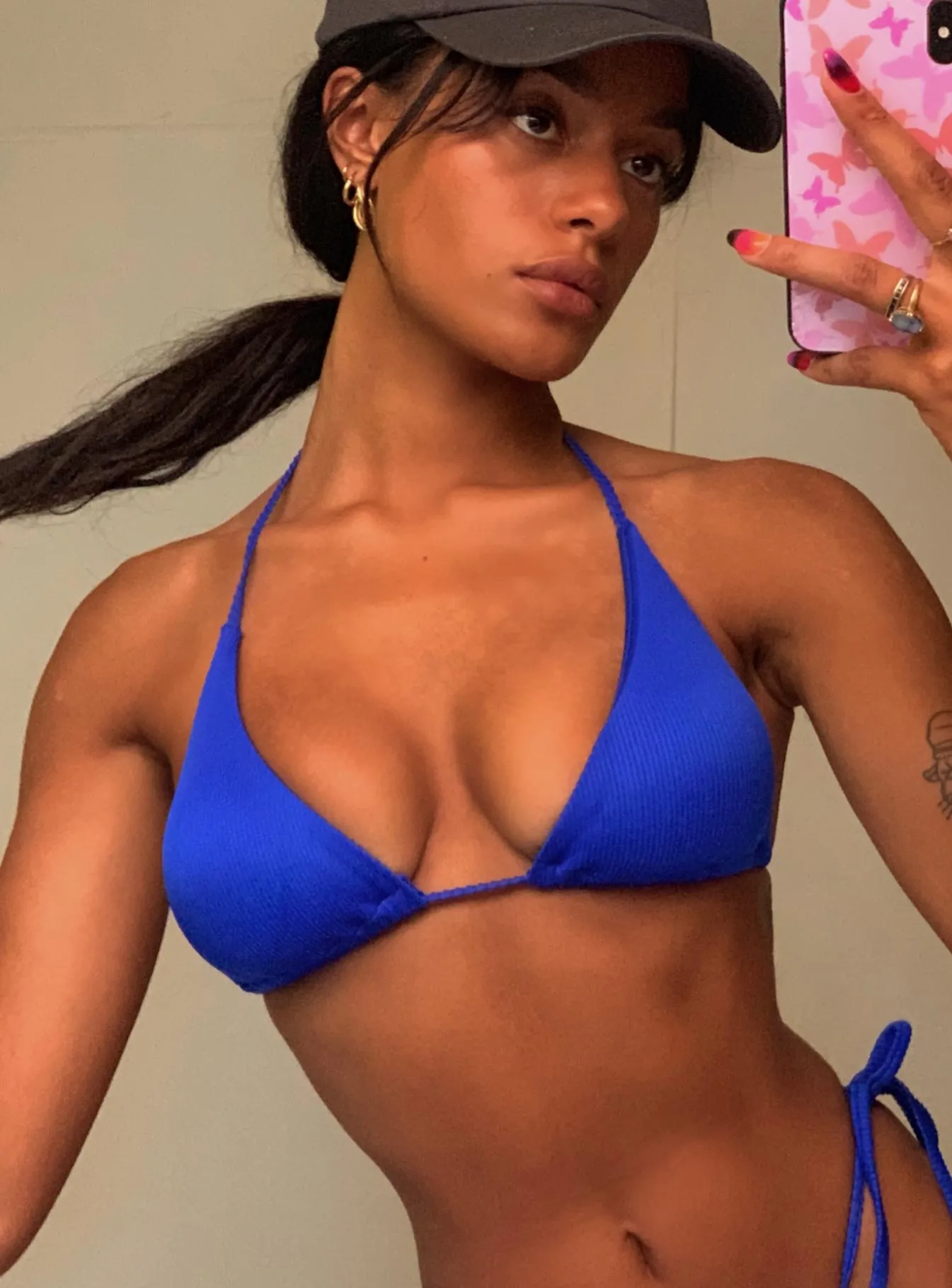 Convertible Neckline Quick Release Clasps Jenner Triangle Rib Bikini Top Royal Blue