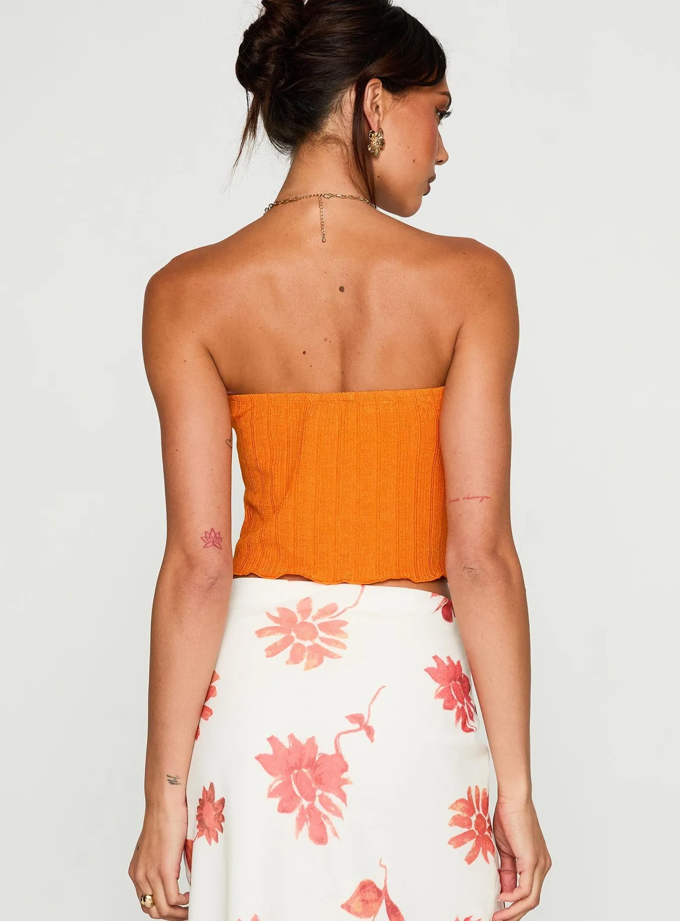 VNeck Style Multi Panel Construction Mani Top Orange