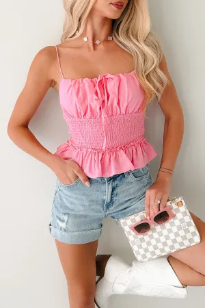 Read My Blush Smocked Cami Top (Pink) Flexible Fit Exhibition - worthy