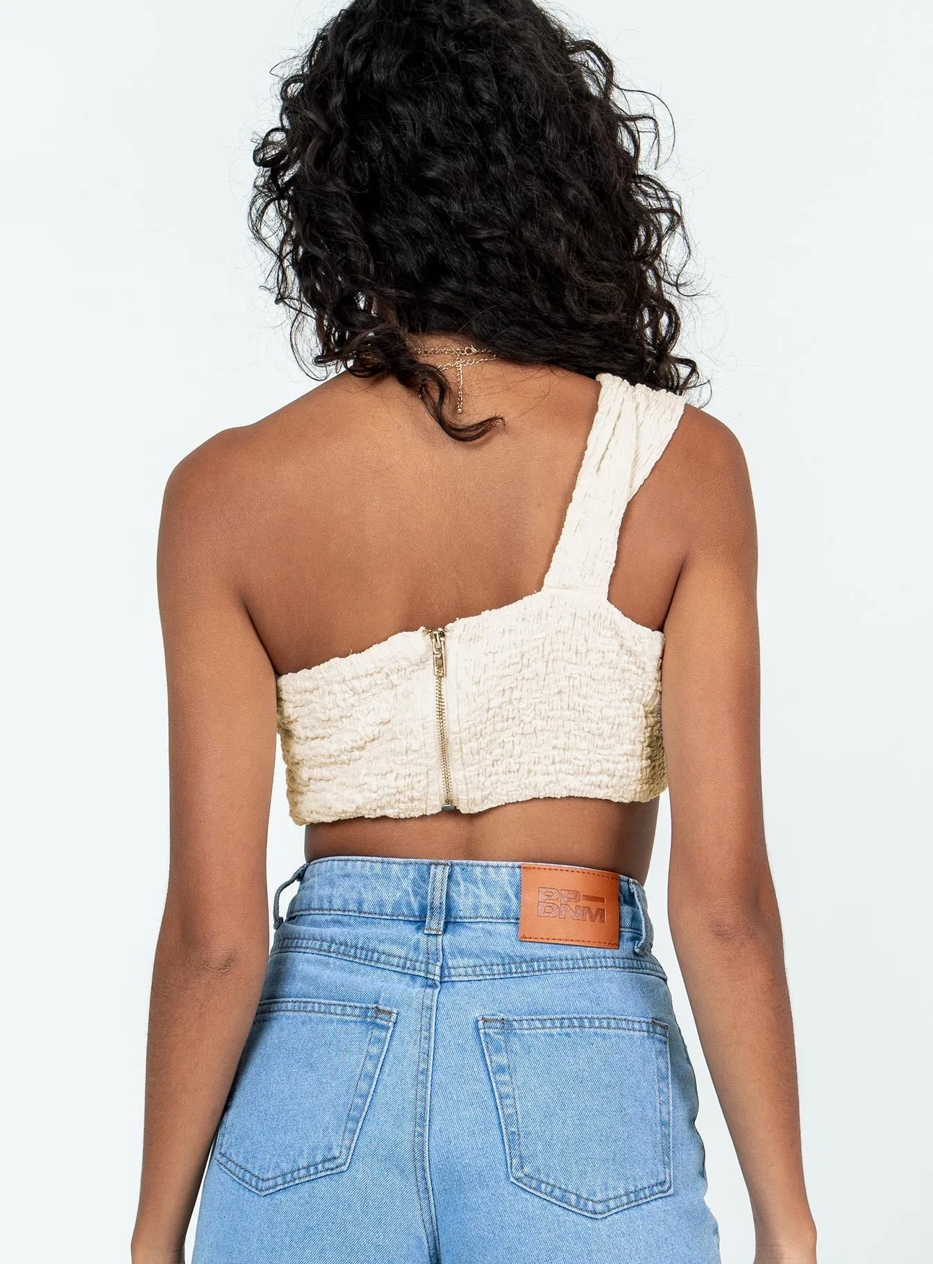 Modern Polo Simi Textured Top Cream