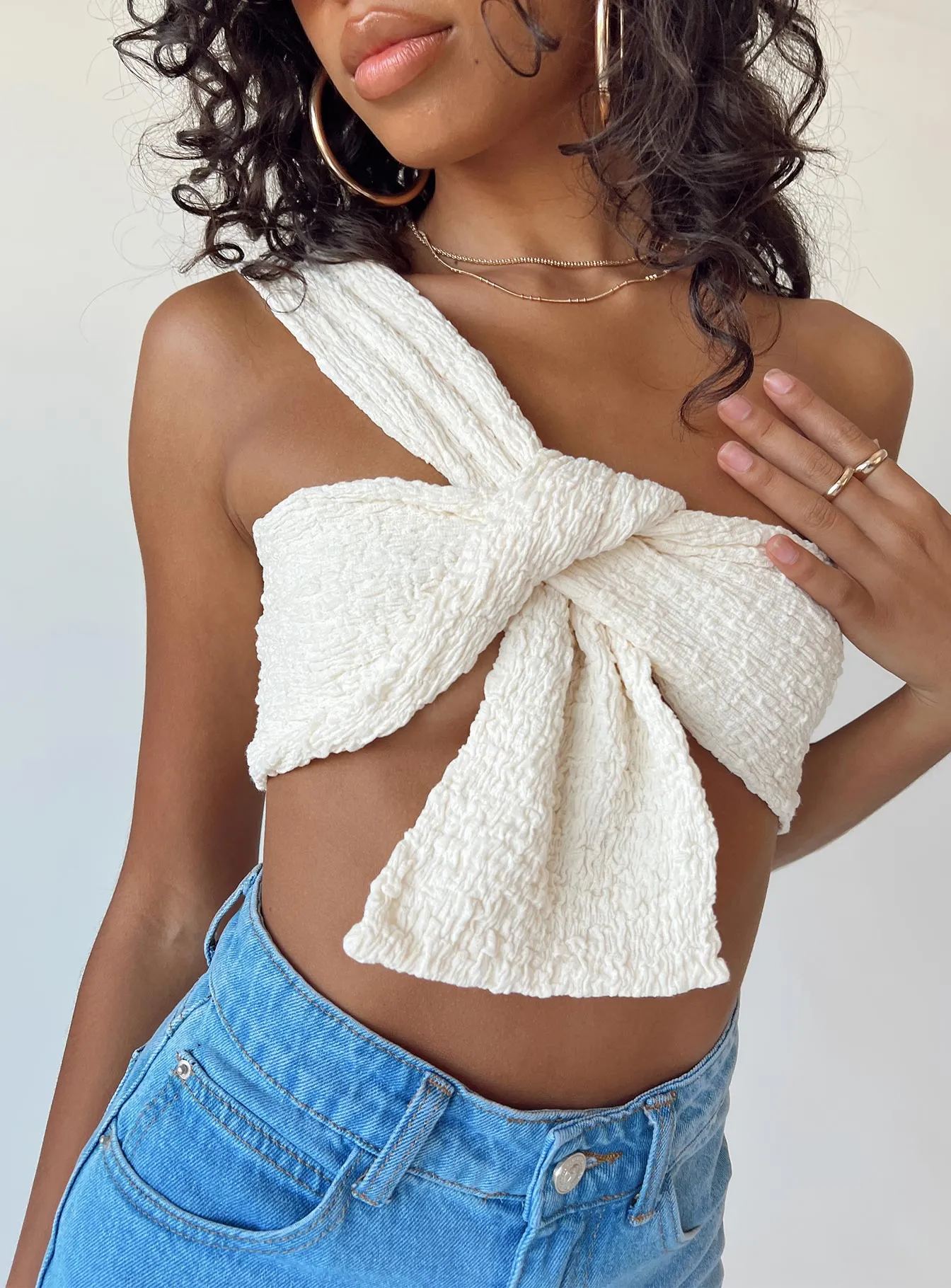 Stretch Fit Engineering Simi Textured Top Cream