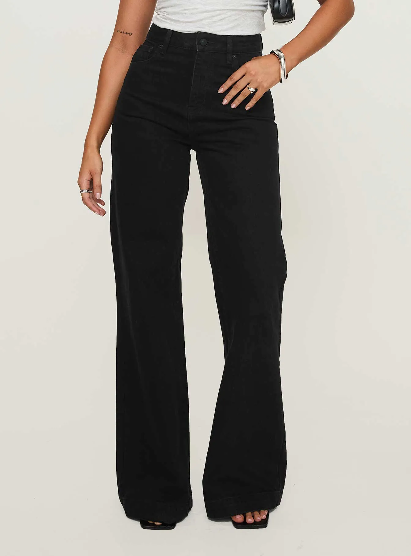 abrasion resistant coating Smooth Breathable Goldie High Wide Jean True Black