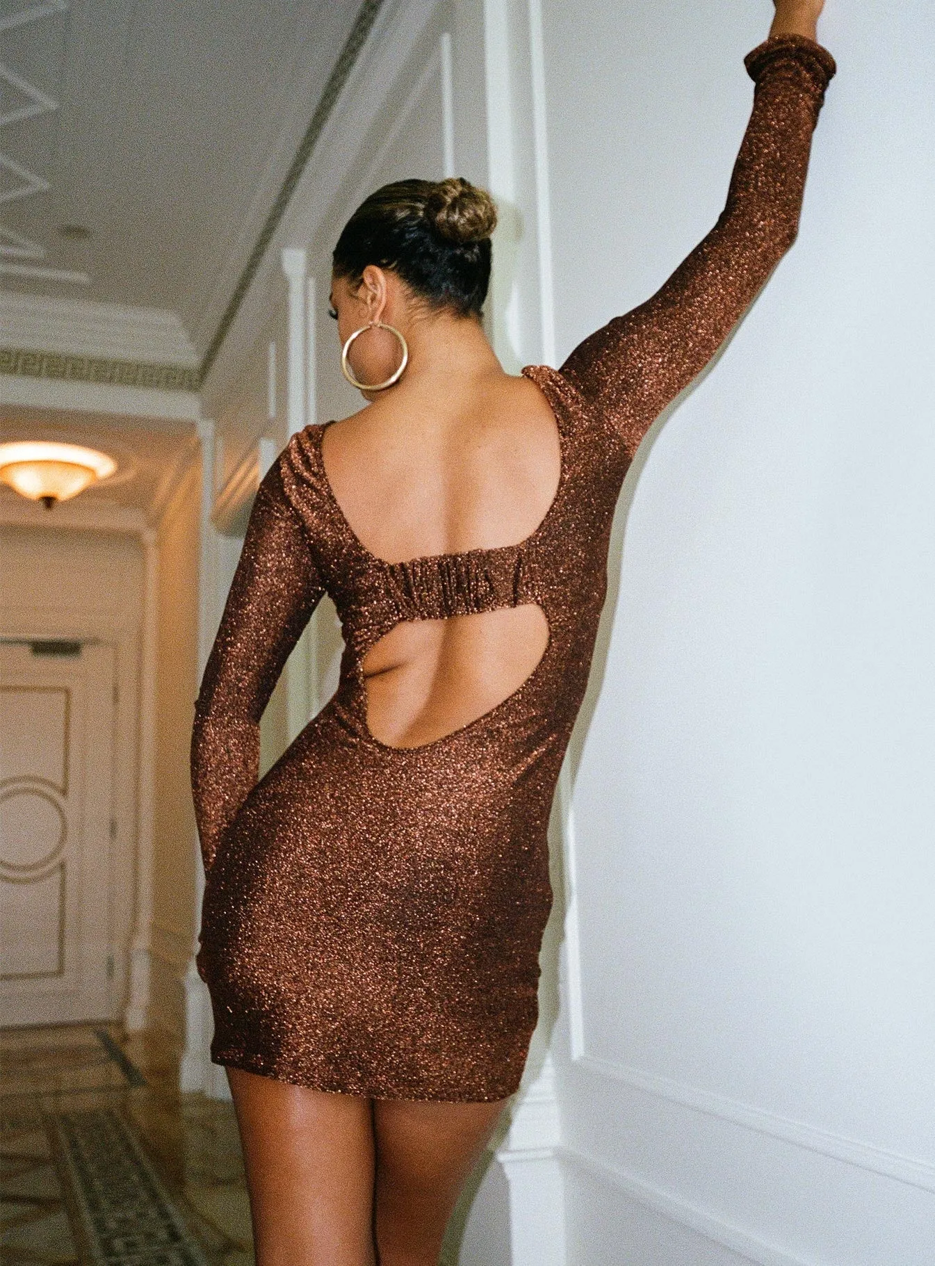 Show Skin Skin Feel Olas Open Back Mini Dress Copper