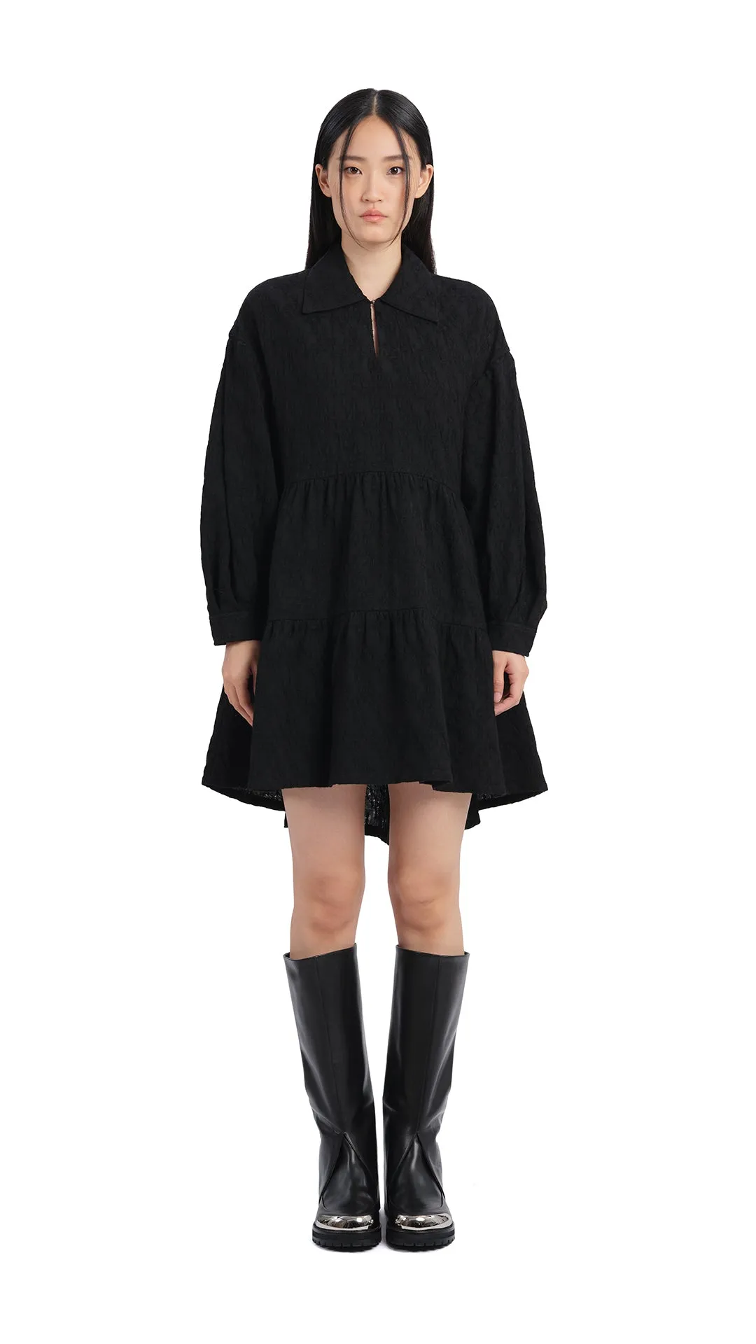 Cool Glow EcoFriendlyDyeProcess Pleated Sleeves Dress