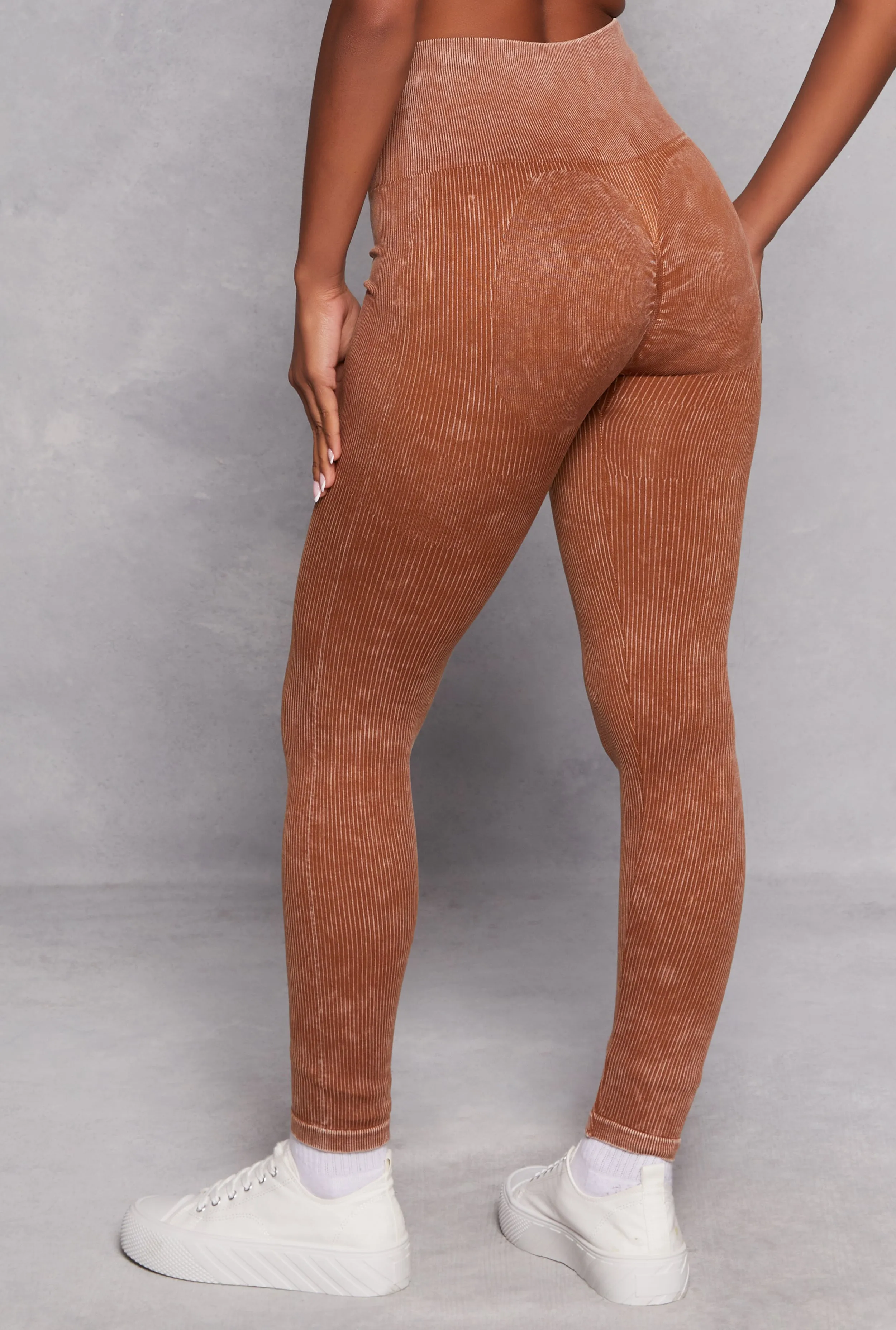 Daisy Ribbed Knit High Waist Leggings Soft Touch Fitness Training