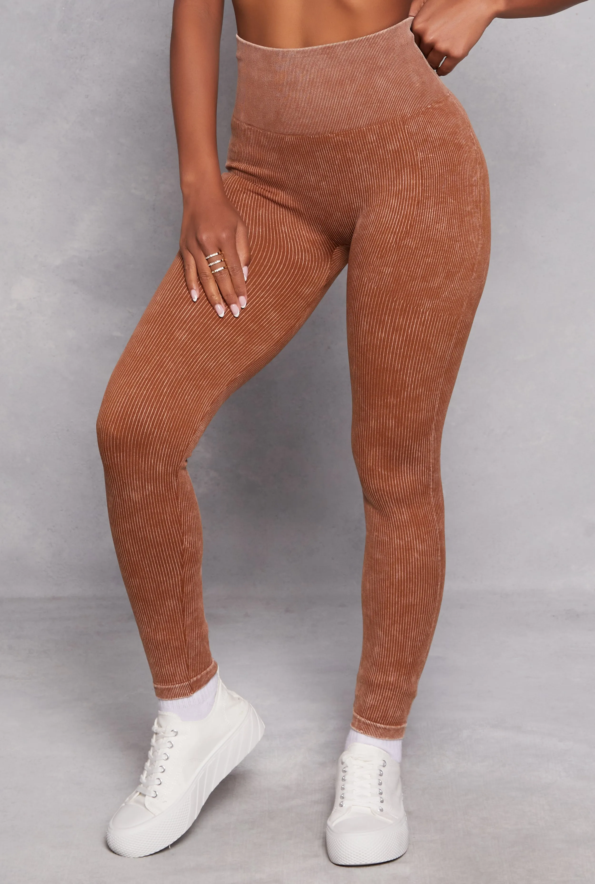 Daisy Ribbed Knit High Waist Leggings Indoor Ready Active Lifestyle Pilates Session