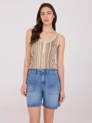 Scoop Neck Striped Tank Top MeshVentilation MachineWashable