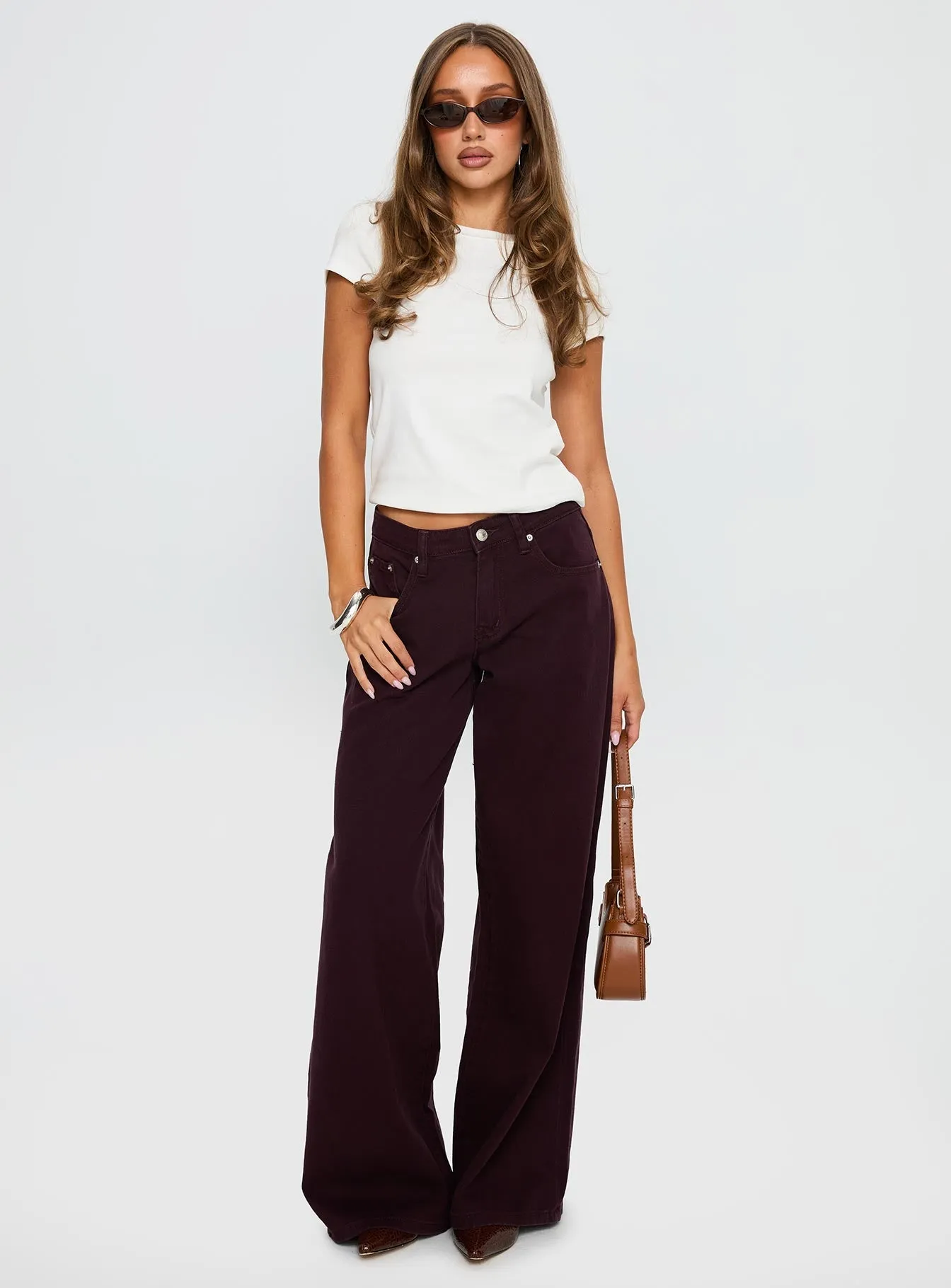 Leisure Wear Big News Wide Leg Jeans Currant