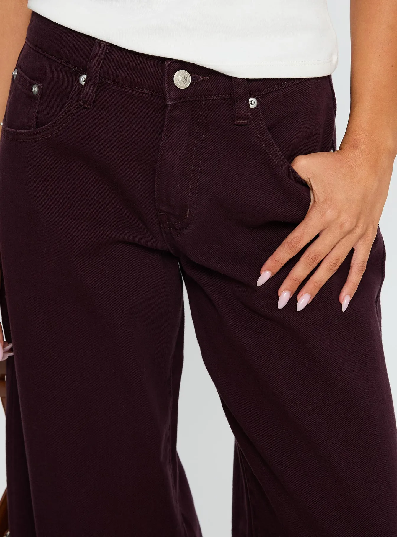 Big News Wide Leg Jeans Currant Flexible Fit