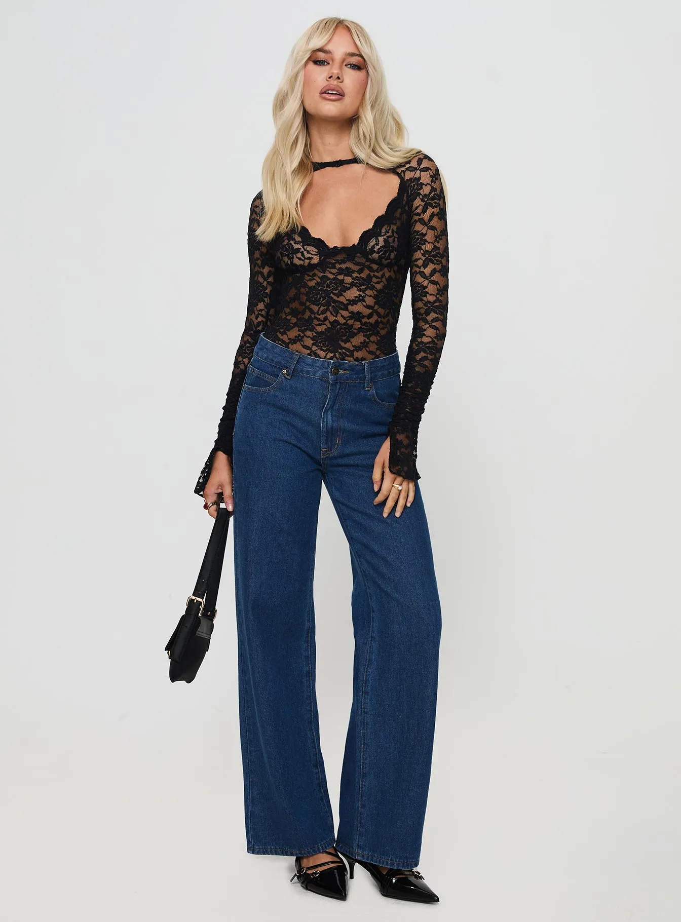 Giallo Long Sleeve Bodysuit Black Night Club