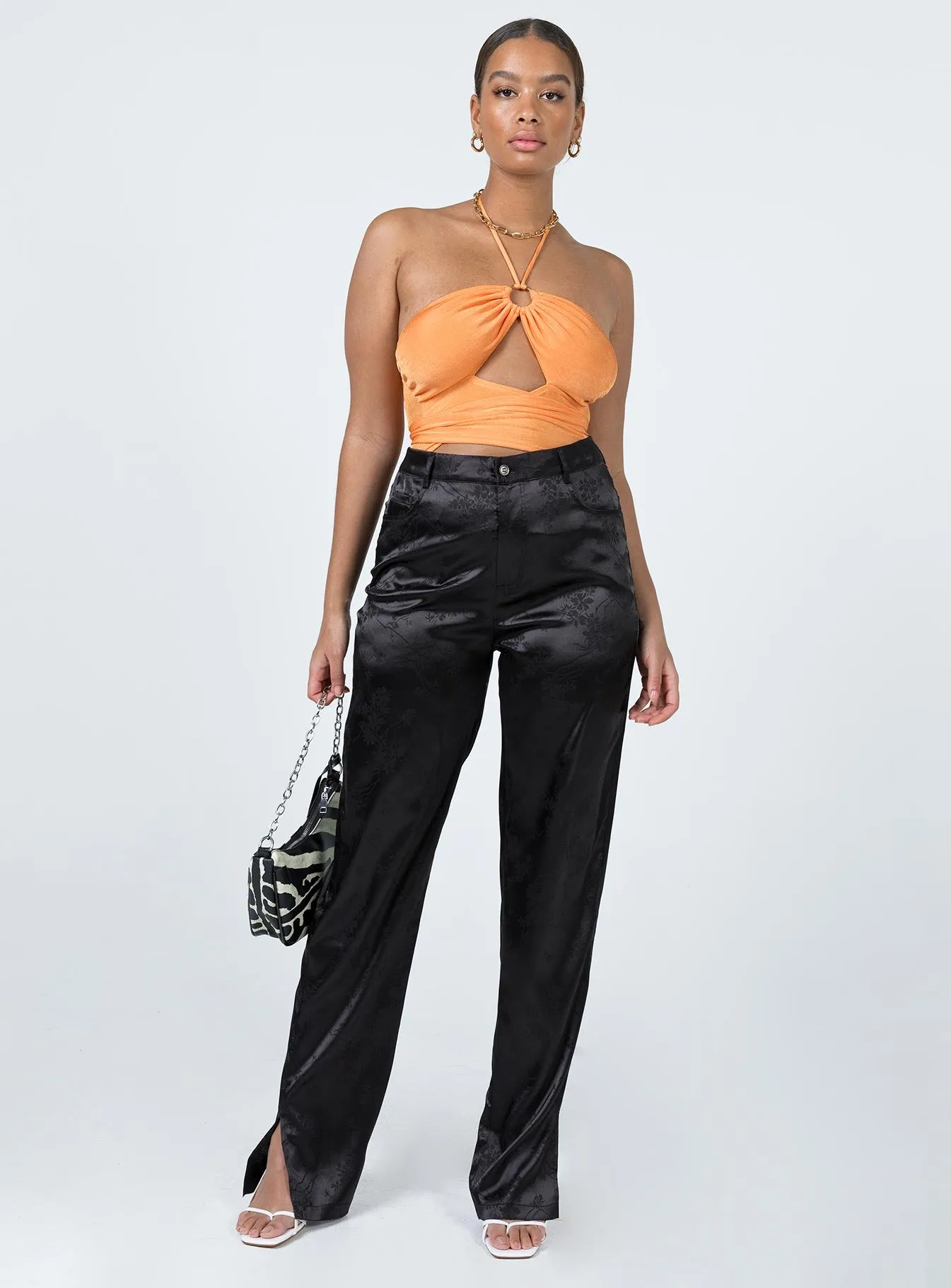 Loriella Ring Detail Bodysuit Orange Fancy Minimal