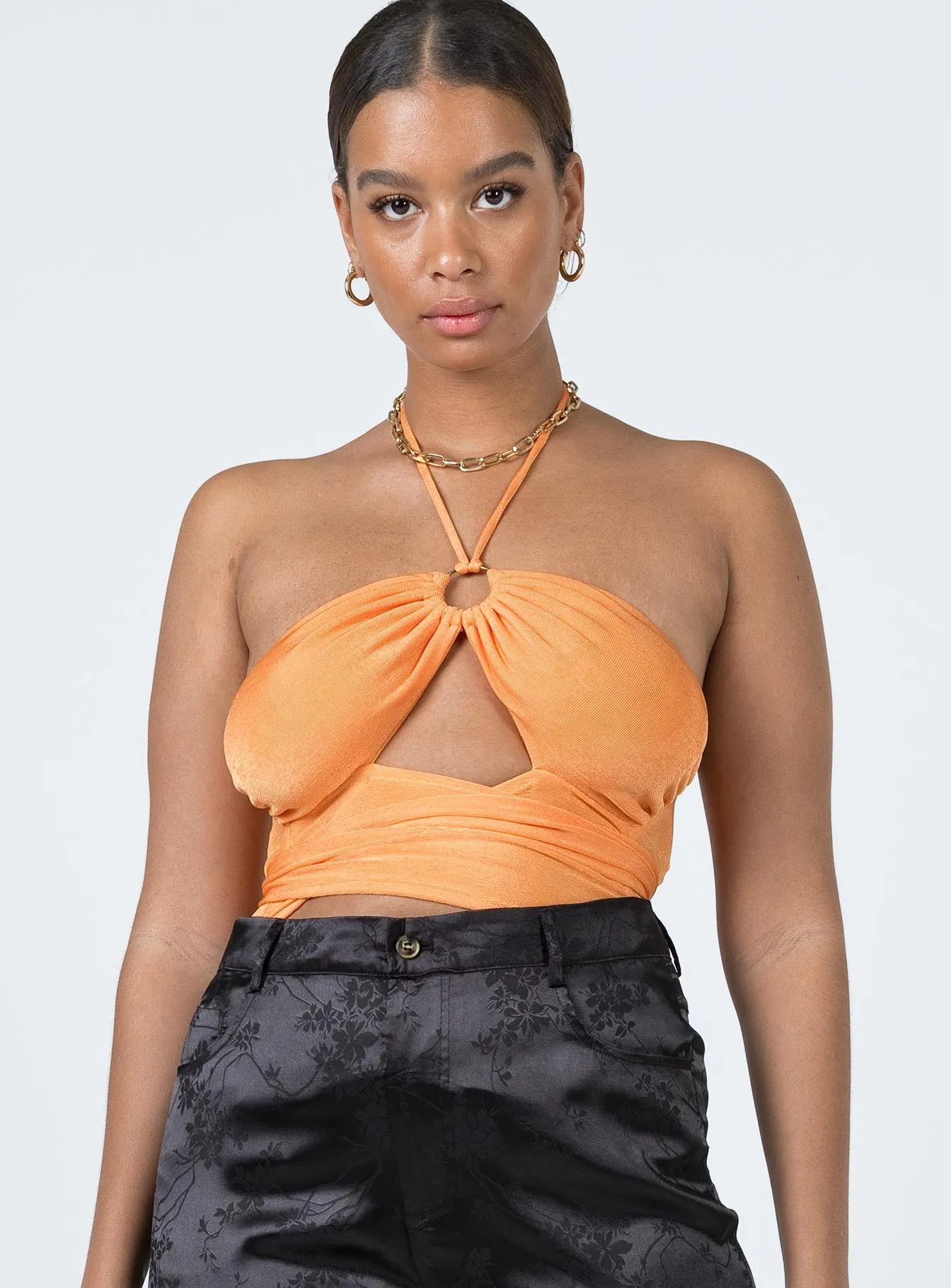 Everyday Charming Loriella Ring Detail Bodysuit Orange