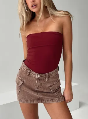 Relax Modern Niner Strapless Bodysuit Burgundy