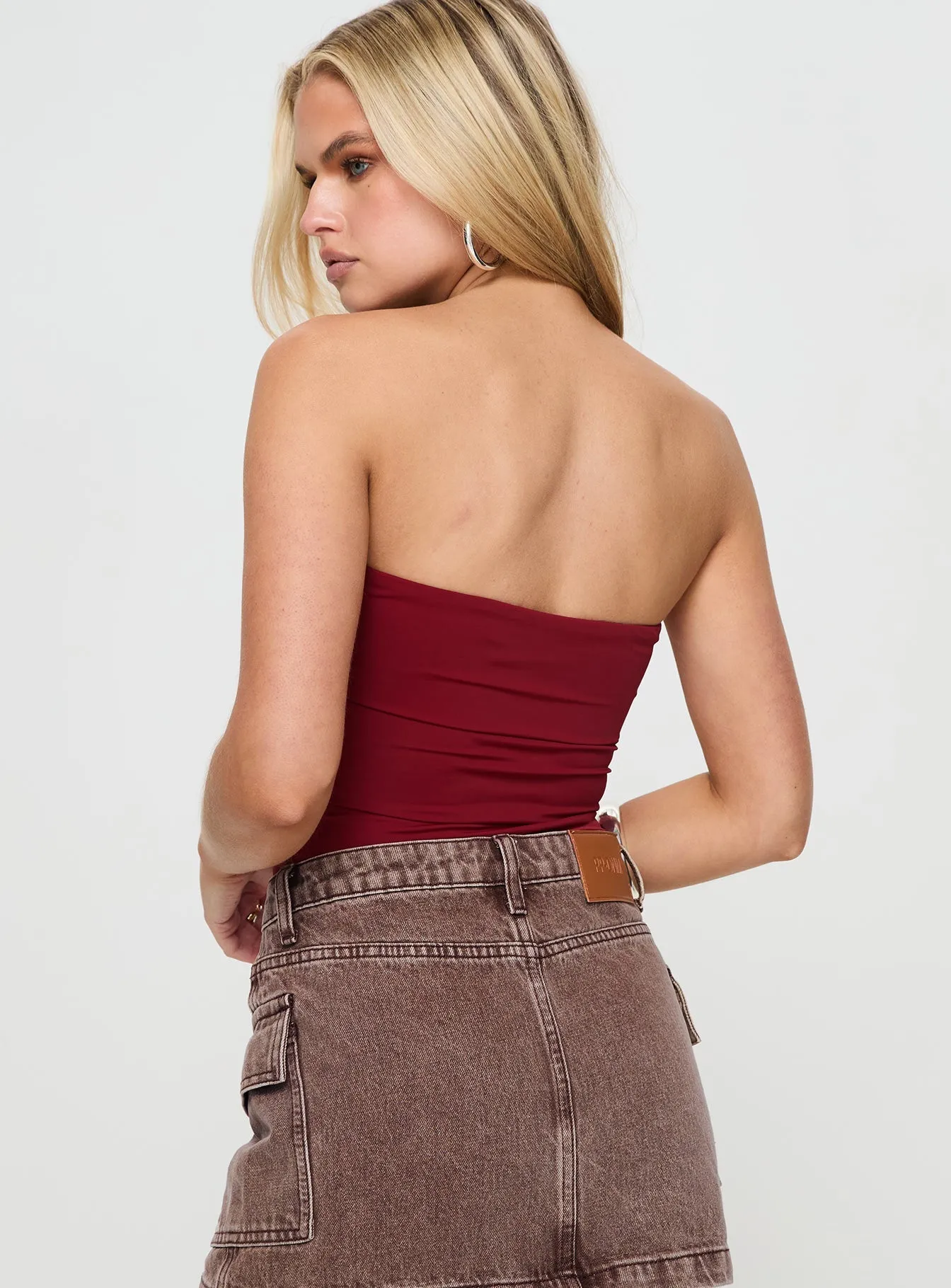 Eco Unisex Elegant Durable Niner Strapless Bodysuit Burgundy