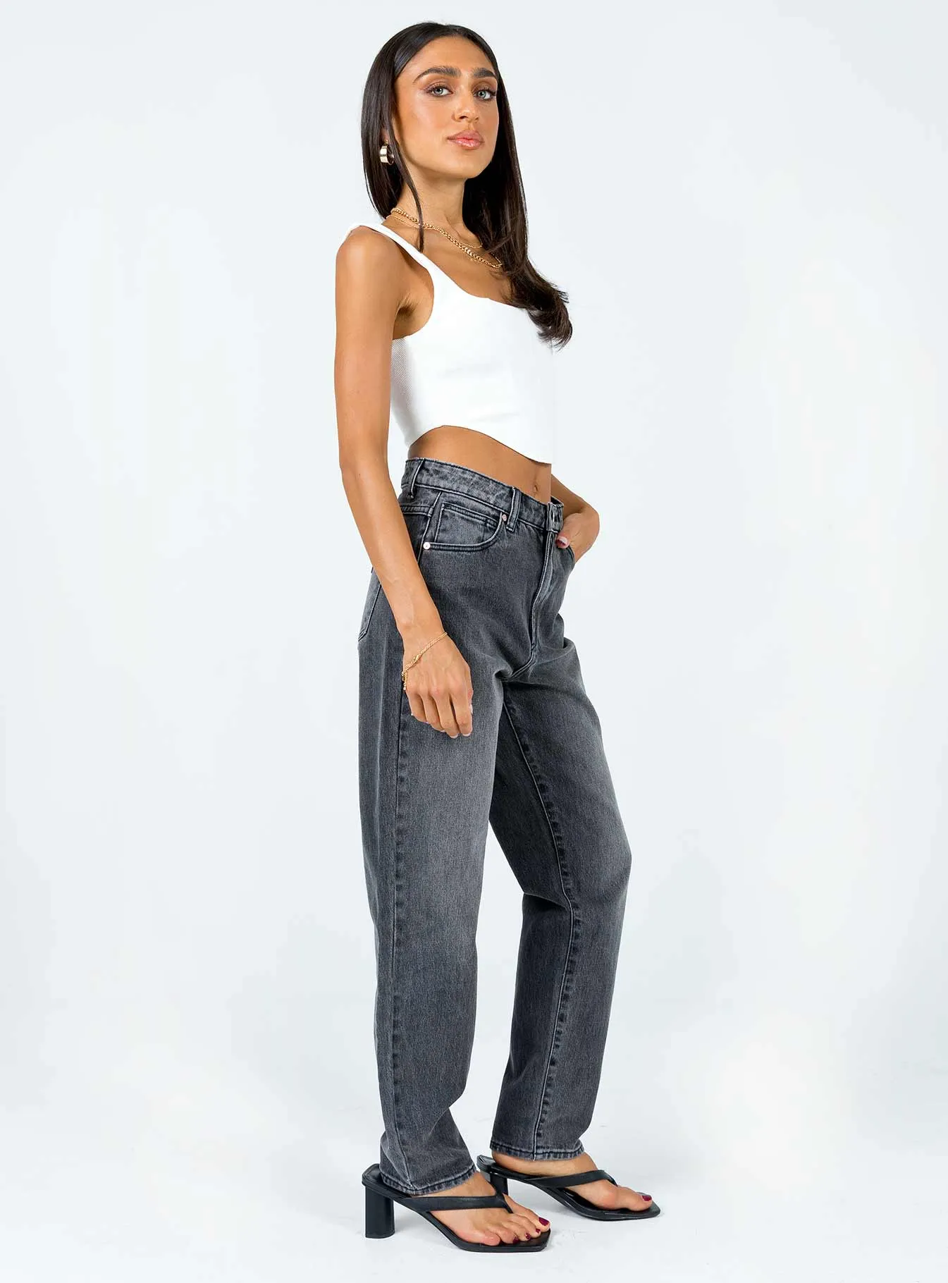 Abrand 94 High Slim Kiara Jeans Black Lightweight Denim Blend