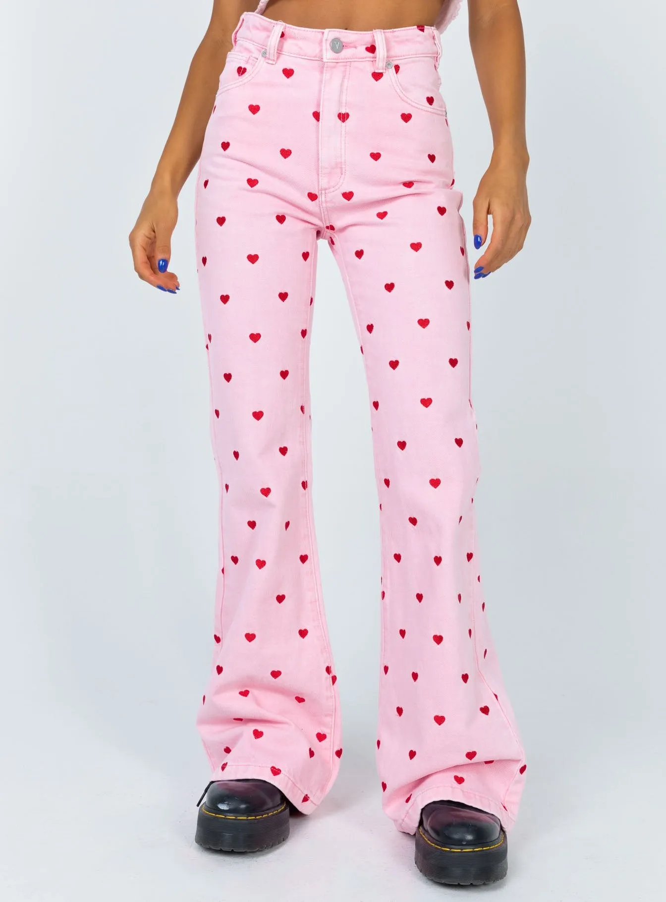 Day Off Fit Abrand Double Oh Flare Jeans Pink Heart
