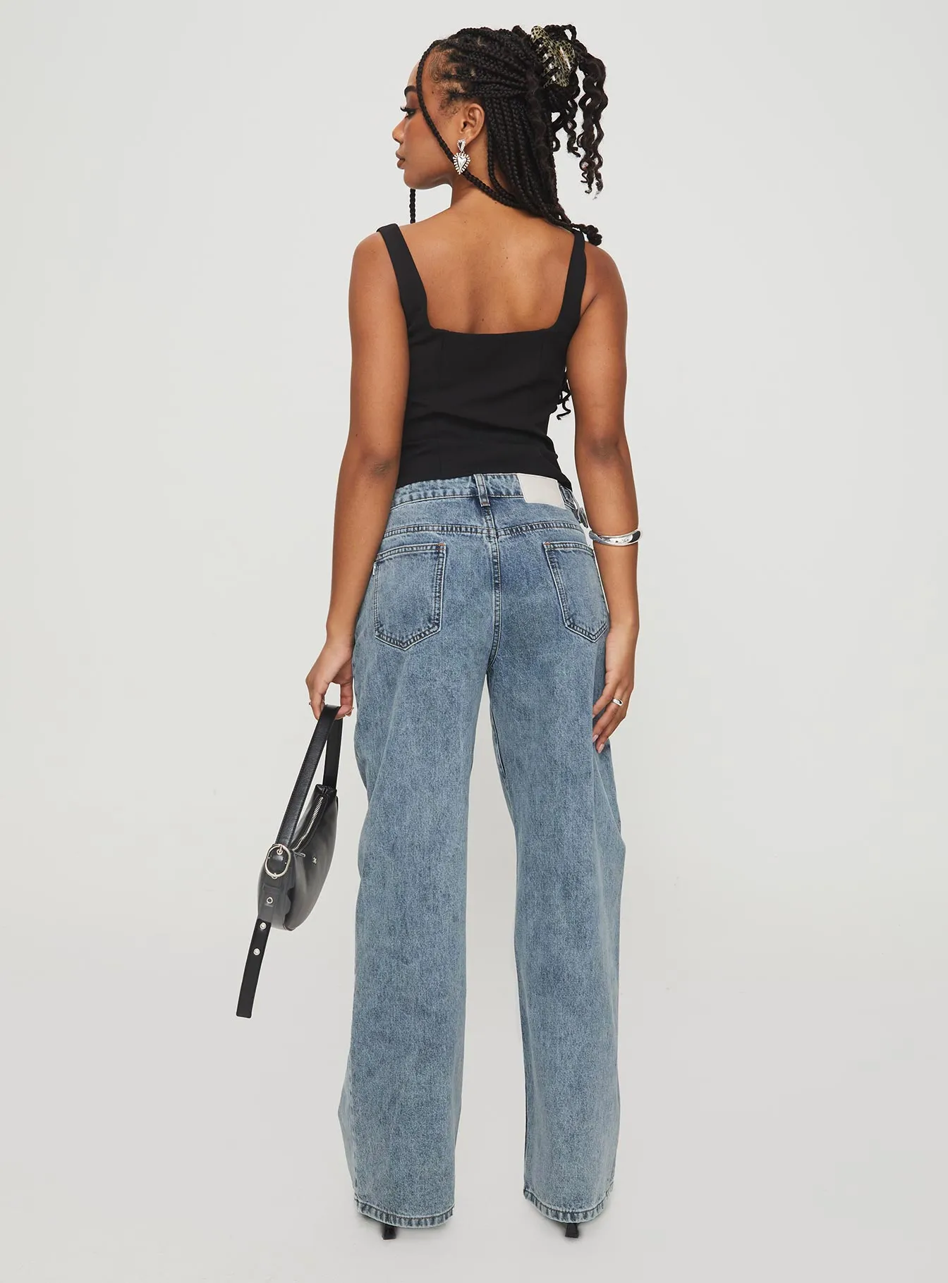 Sidle Low Rise Straight Leg Jeans Light Wash Functional Outfit