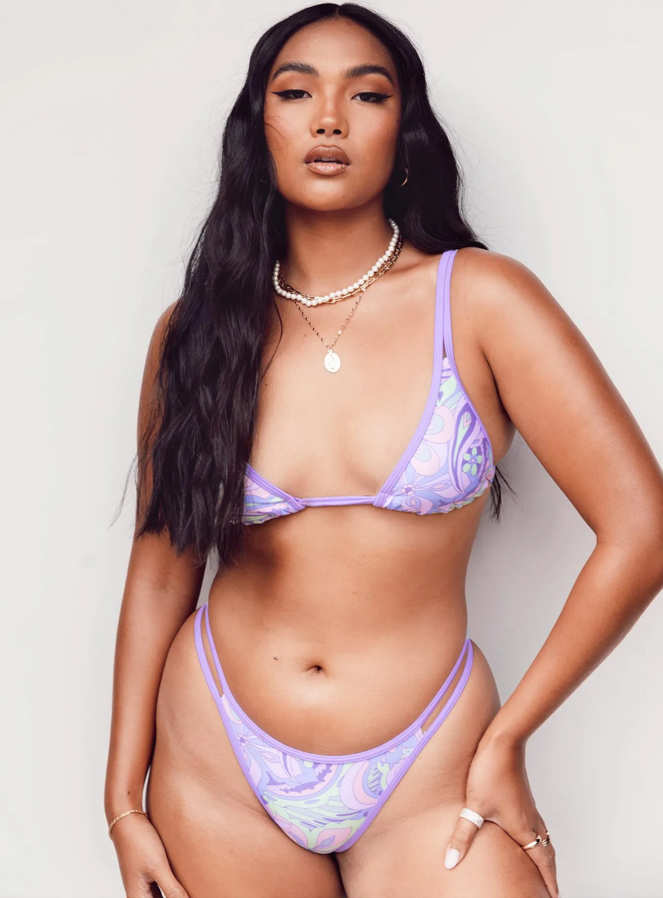 Eco Friendly Dye Process Hailey Bikini Bottoms Purple Multi