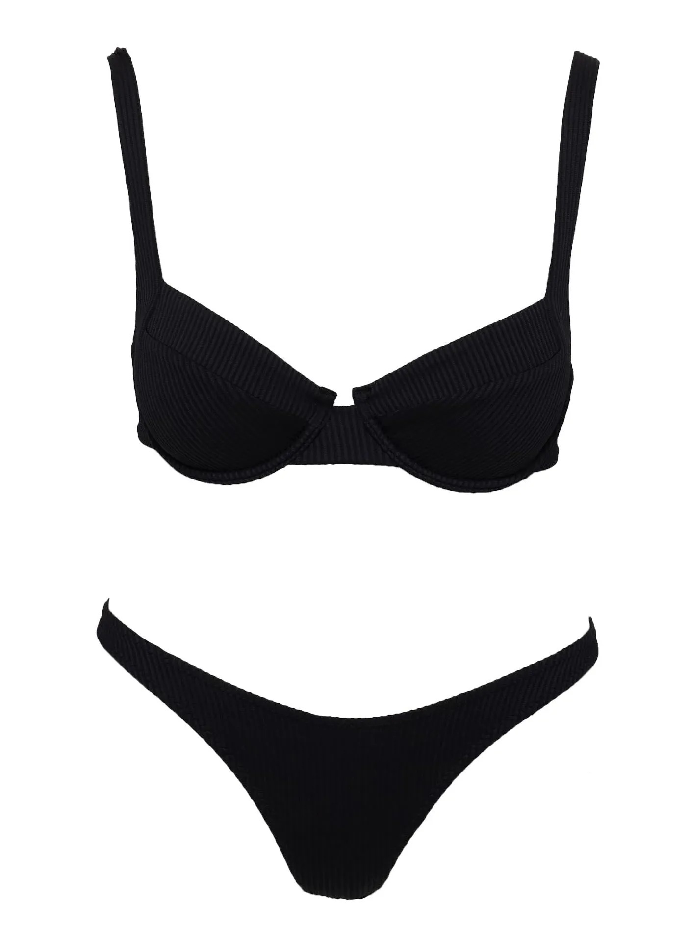 Love Letters Underwire Bikini Top Black Breathable fabric Racerback Support System