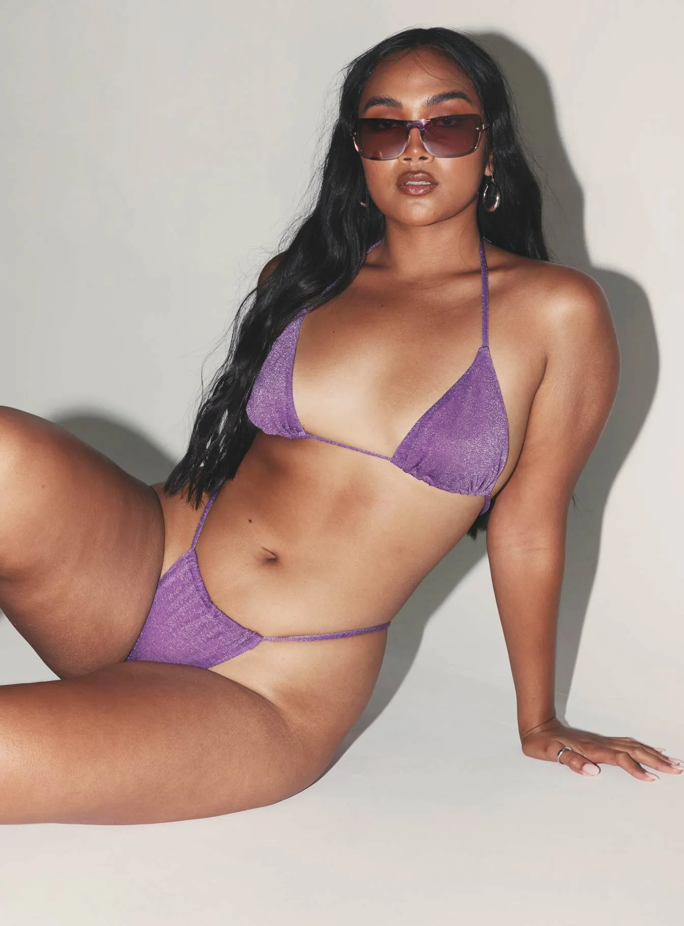 Compression Fit Lining Purple Rain Bikini Bottoms Purple