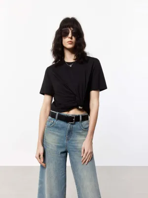 Twist Detail Cotton T-shirt Cool Vibes Running Speed