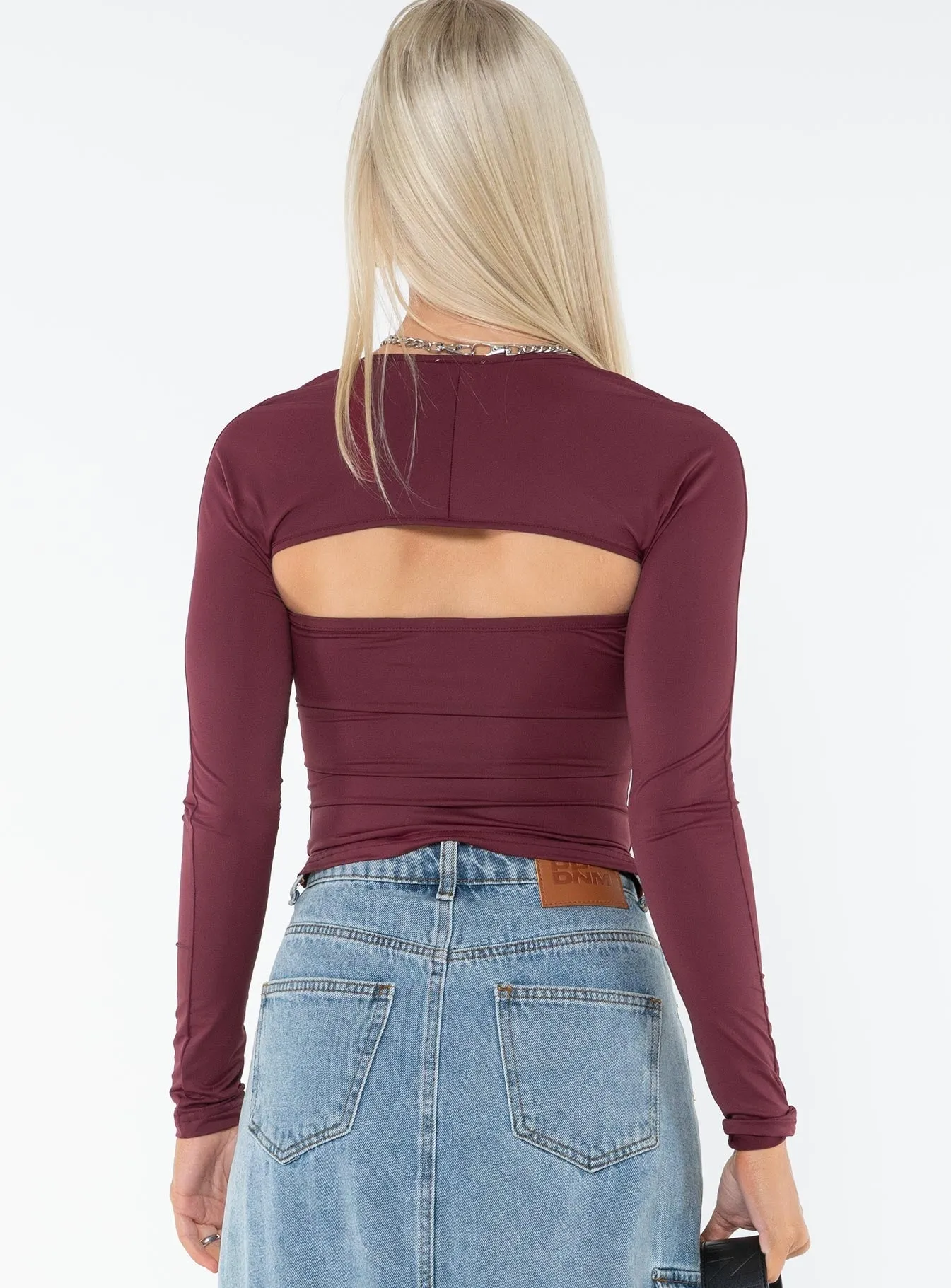 LowMaintenanceMaterial Snag Resistant Fabric Moran Two Piece Bolero Top Wine