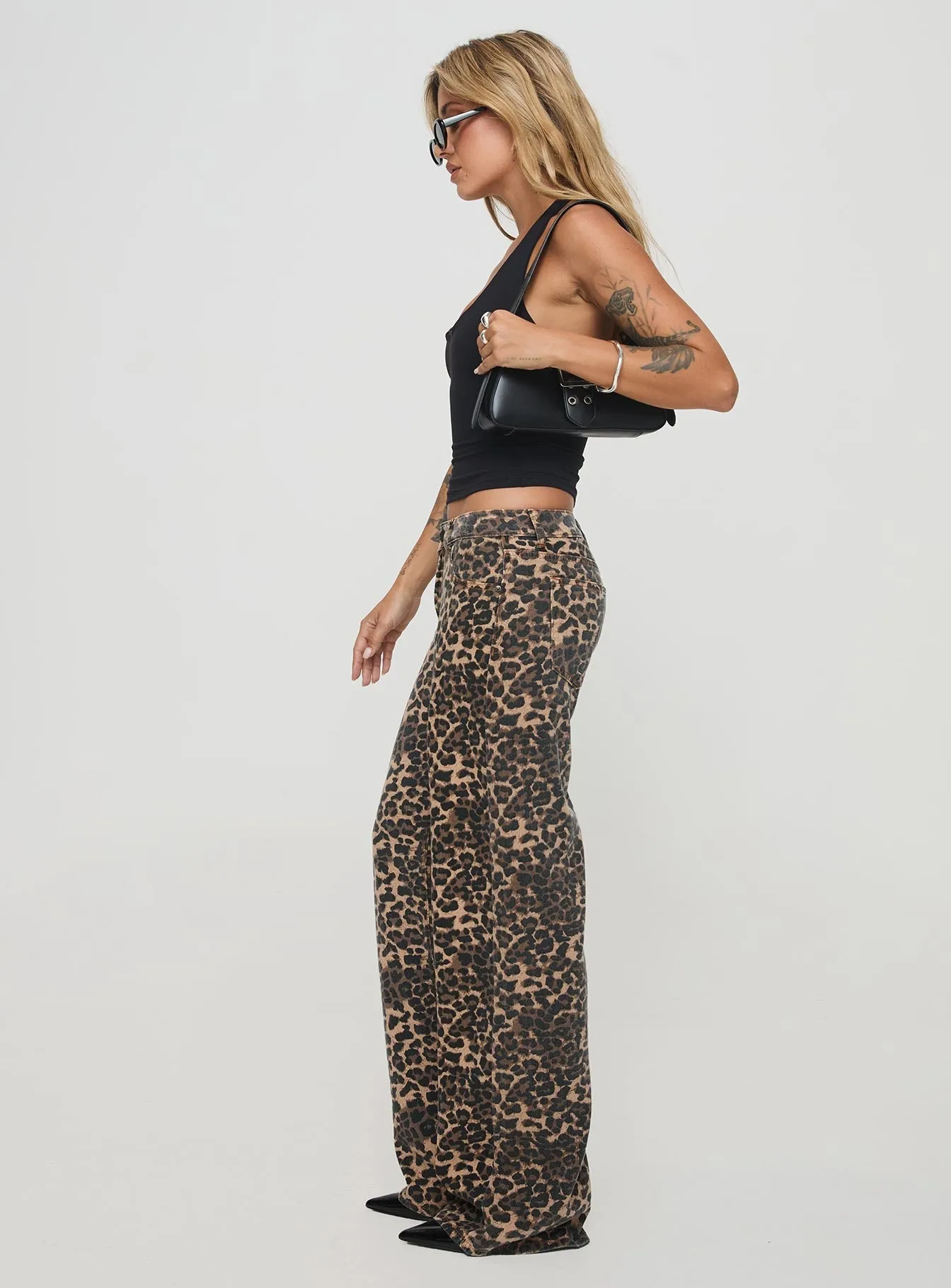 Fit For Daily Daily Clothing Top Model Low Rise Straight Leg Jeans Leopard