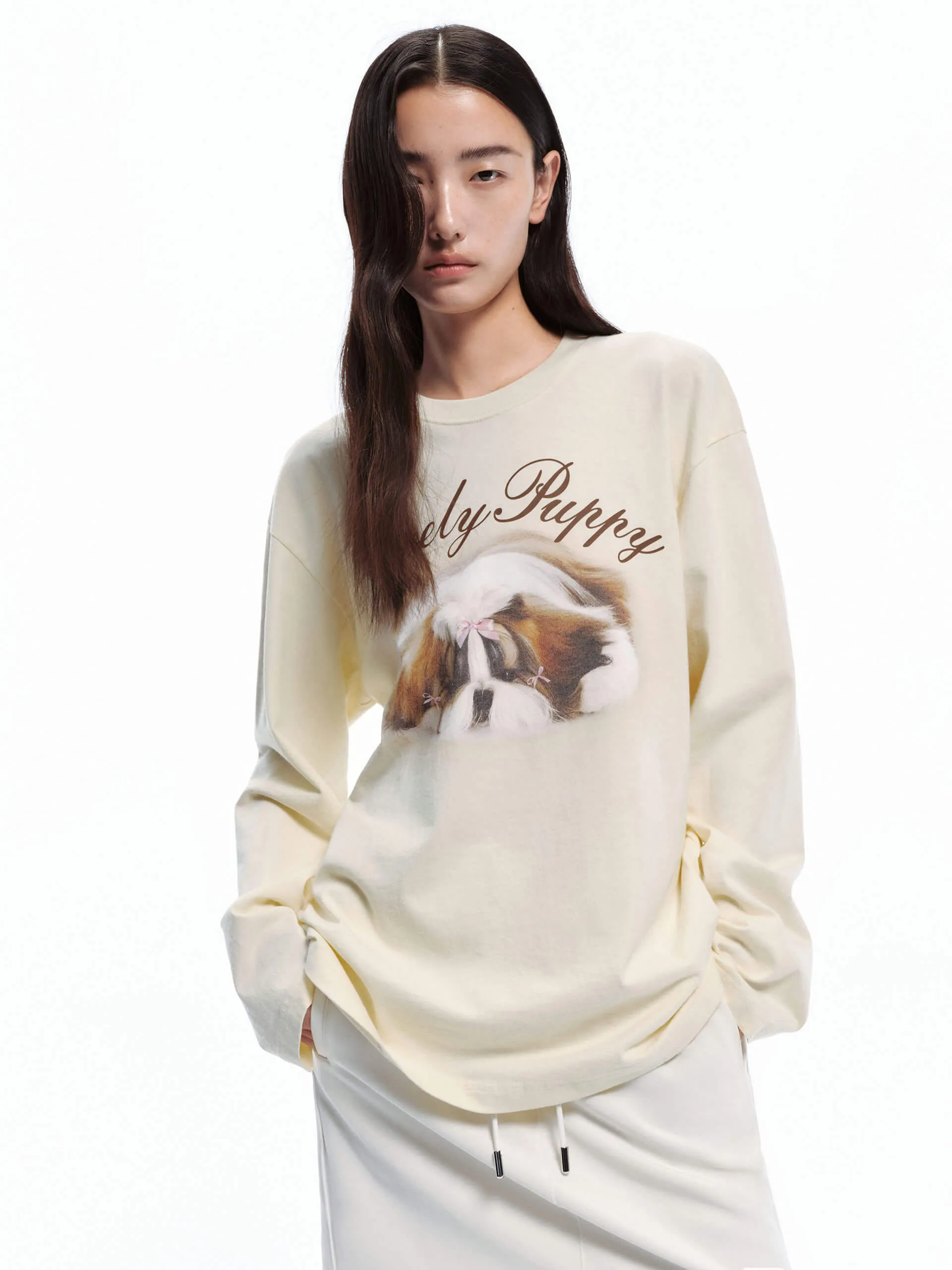 Smooth Neckline Light Casual Wear Printed Long Sleeve T-shirt