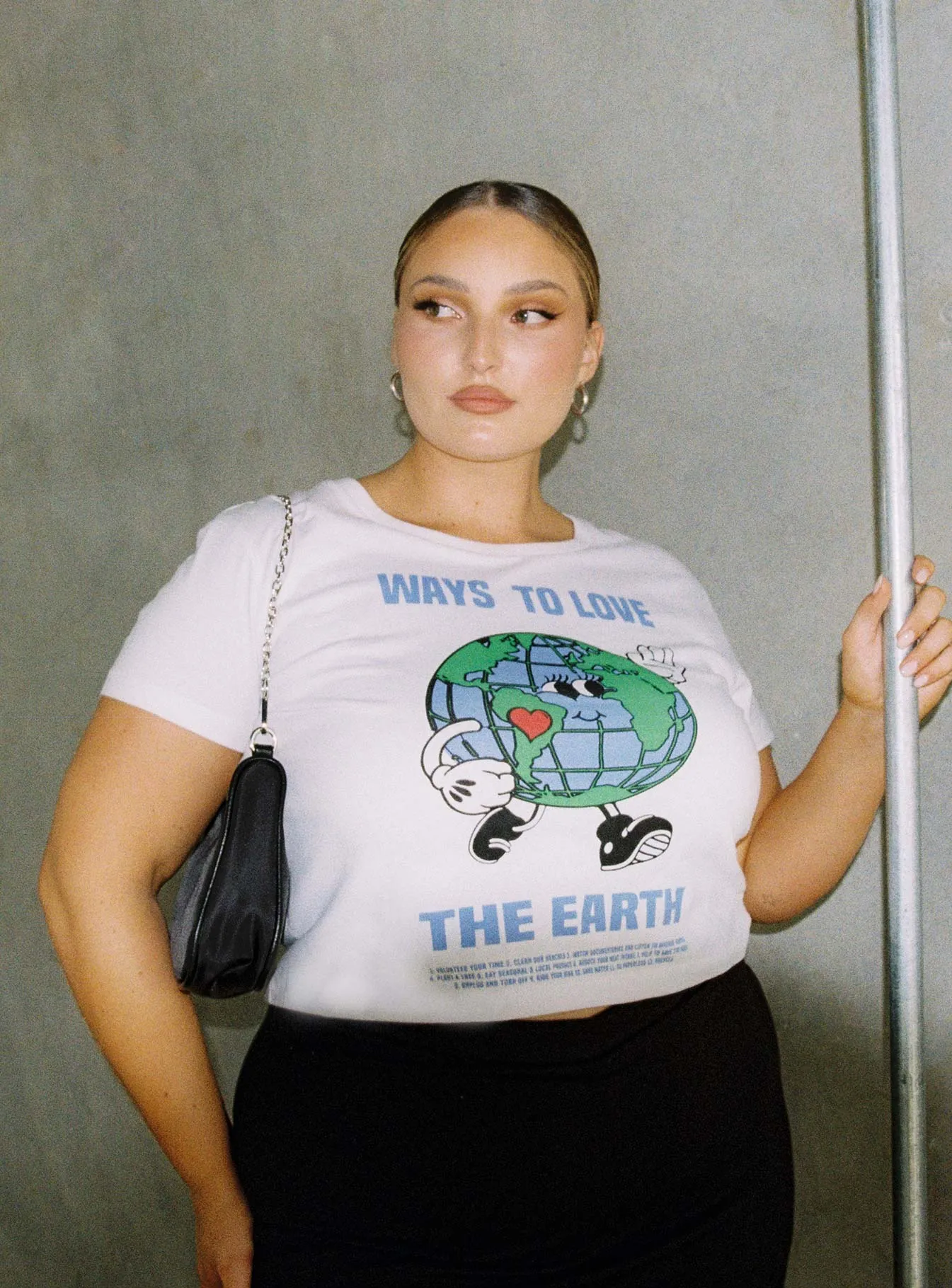 Organic Love The Earth Charity Baby Tee White Curve Date night Casual Chic Look