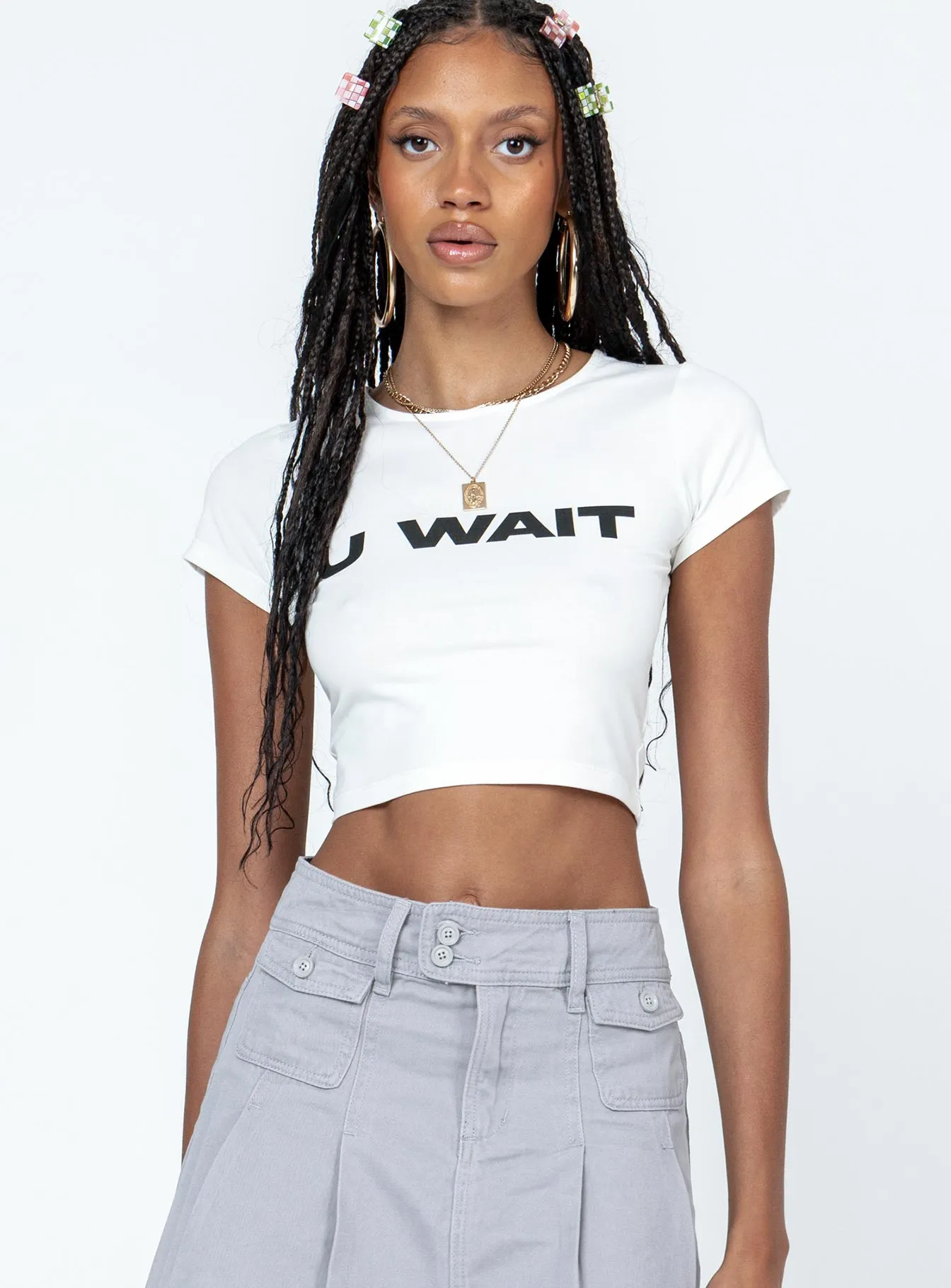 Cozy Apparel Relaxed Everyday Wear U Wait Tee White