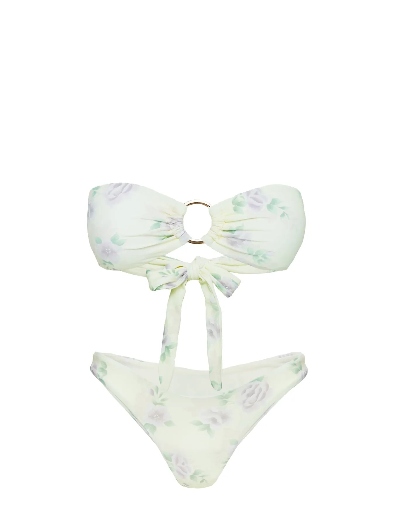 Macs Bandeau Bikini Top Yellow / Purple Floral Universal Size Adjuster Flexible Underwire Design